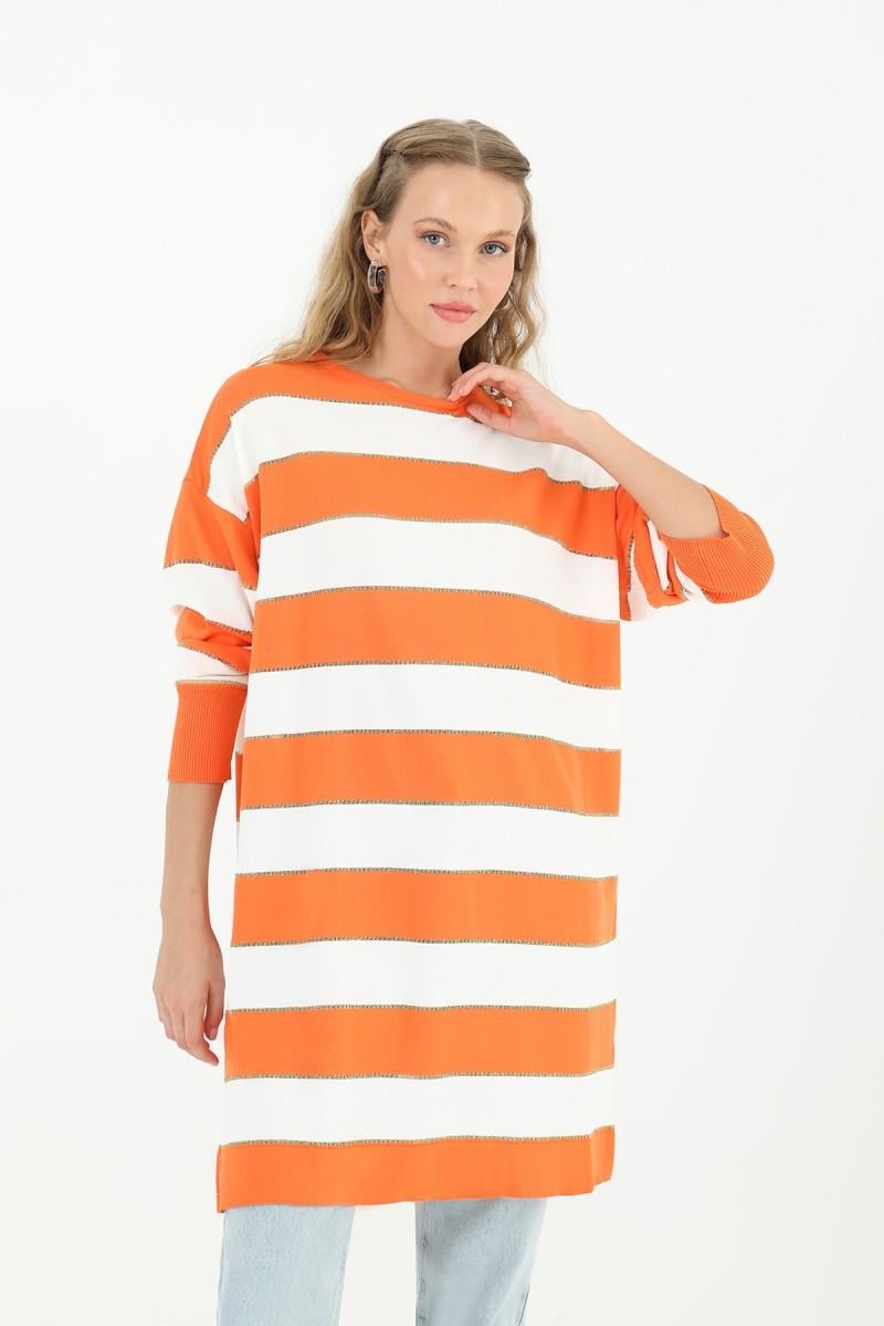 PUANE Sim Geçişli Merserize Tunik 10549 - Oranj  Tunik 