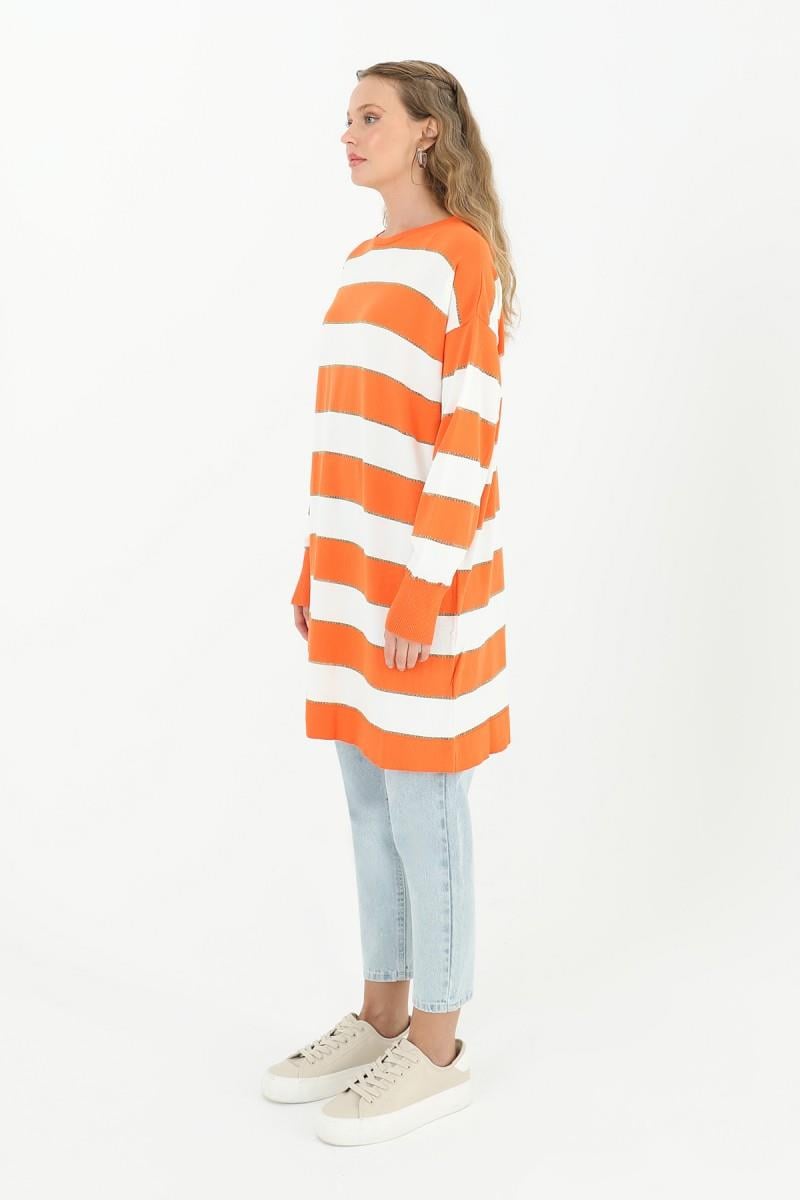 PUANE Sim Geçişli Merserize Tunik 10549 - Oranj  Tunik 