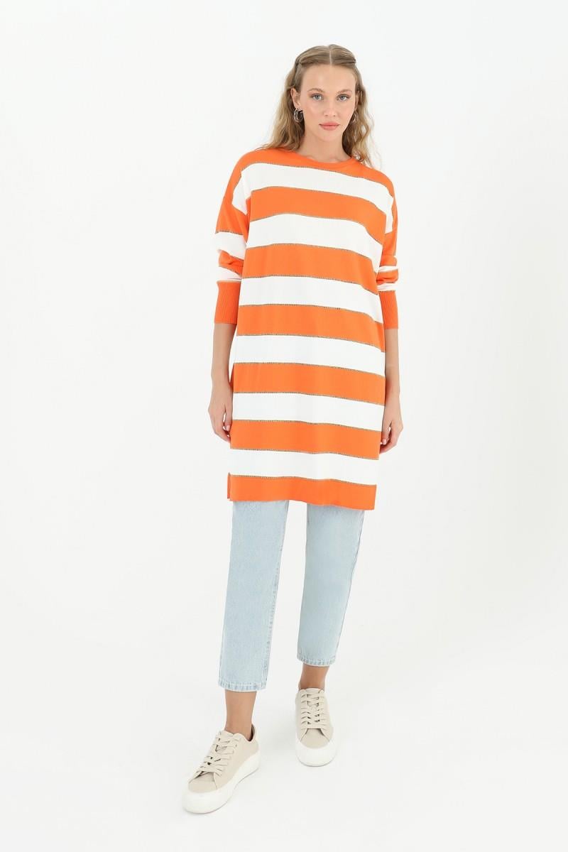 PUANE Sim Geçişli Merserize Tunik 10549 - Oranj  Tunik 