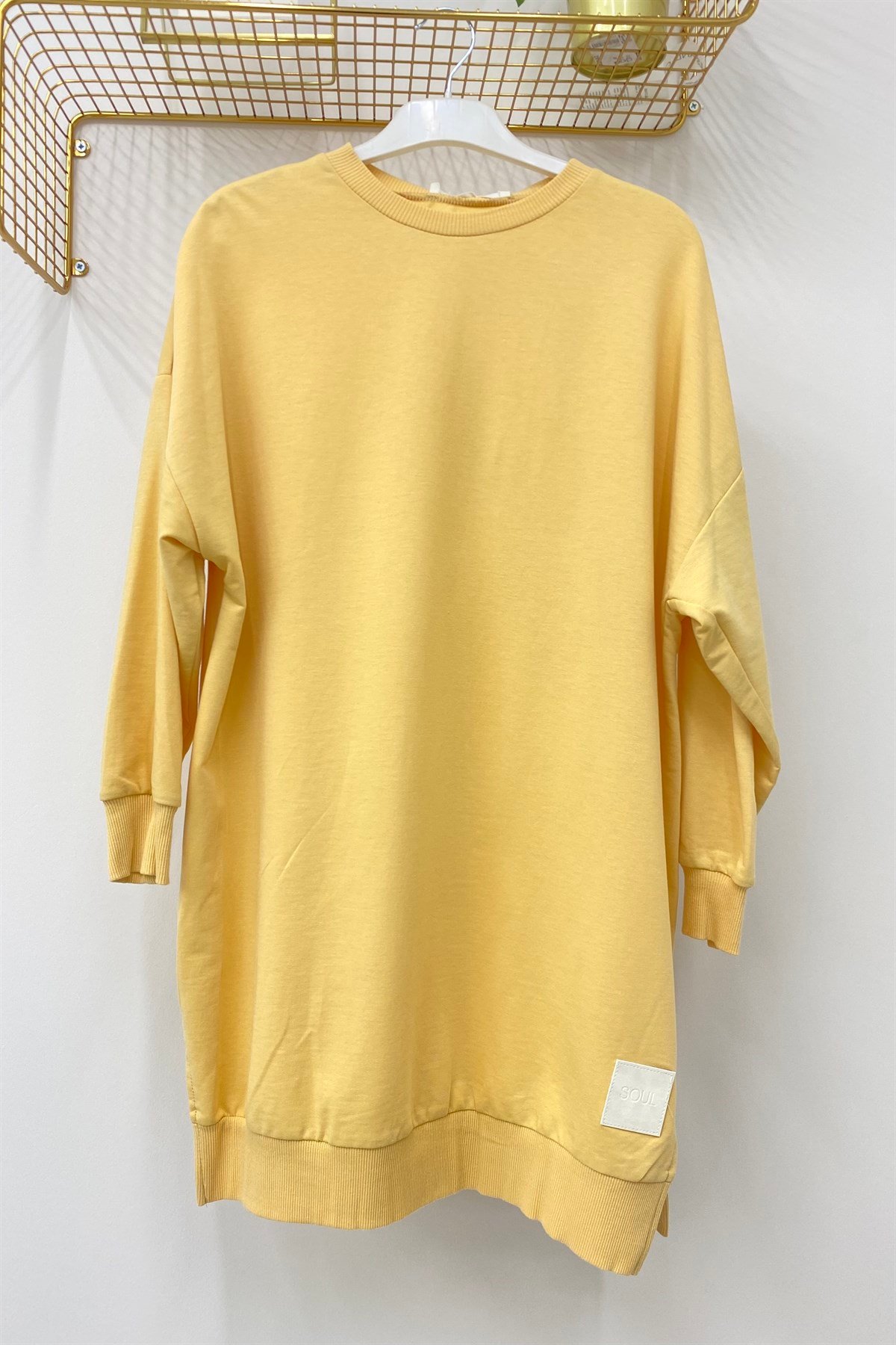 SOUL Soul 30644 Düz Renk Araboy Sweat Tunik - Kayısı