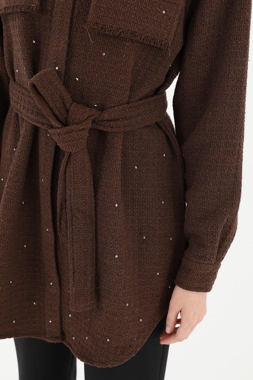PUANE Taş İşlemeli Tüvit Ceket 15180 - Browni  Ceket 