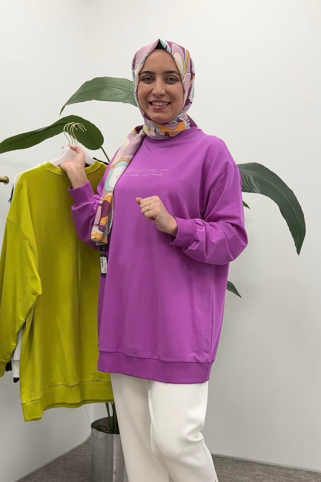 İKOLL Tonlamalı Yüksek Baskı Basic Tunik 0034120 - Mor Tonlamalı Yüksek Baskı Basic Tunik 0034120 - Mor - Bilen Giyim Tunik 