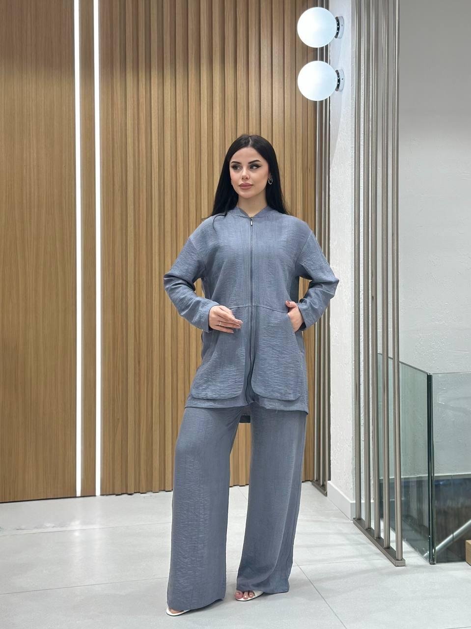 JUPE STORE Torba Cep Pantolonlu Takım 8563 - Gri Torba Cep Pantolonlu Takım 8563 - Bilen Giyim Takım 