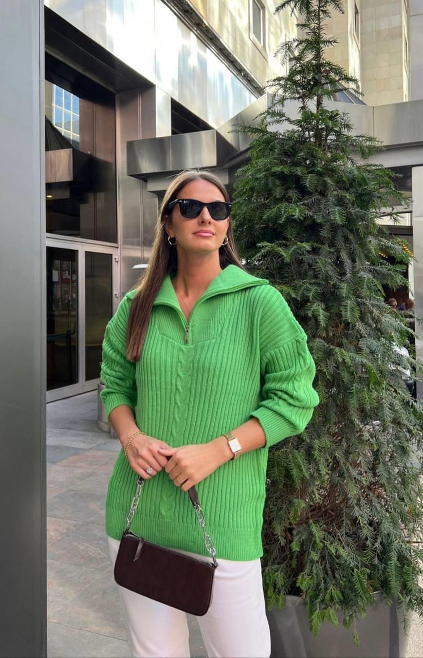 BARLEY Yarım Fermuarlı Triko Kazak Tunik 222209 - Benetton  Kazak & Hırka