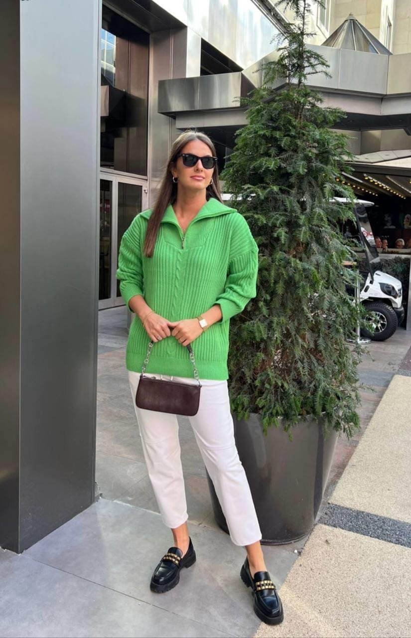 BARLEY Yarım Fermuarlı Triko Kazak Tunik 222209 - Benetton  Kazak & Hırka