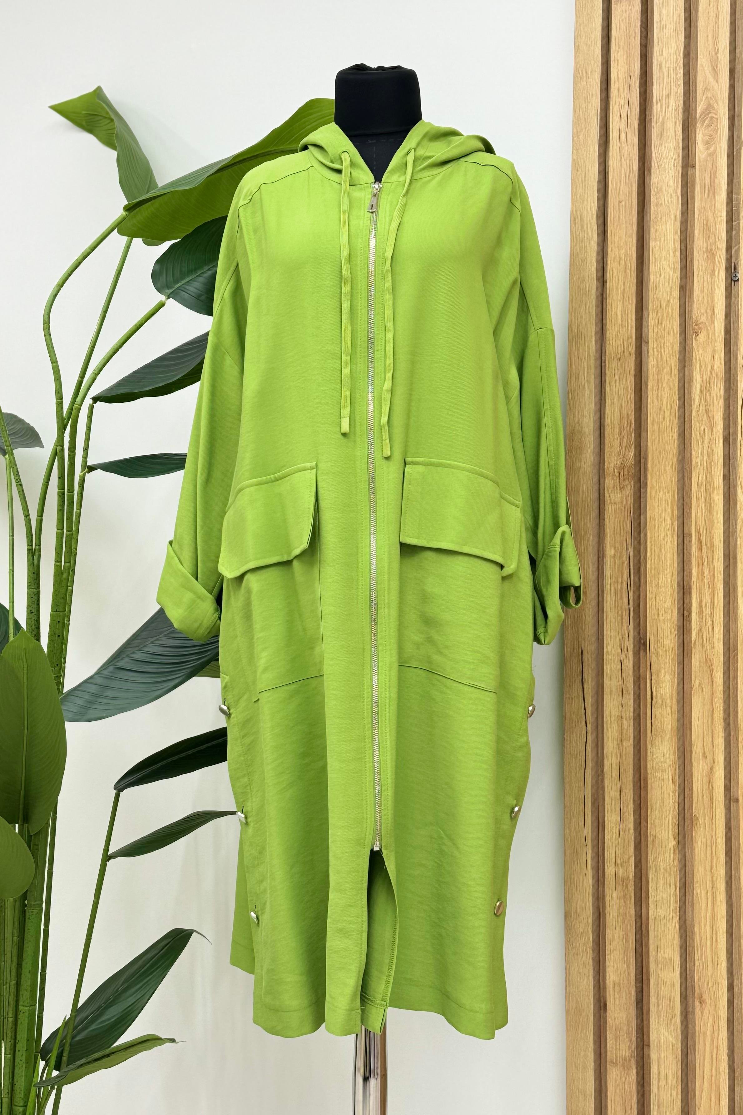 Yırtmaçlı Oversize Kap 0032488 - Nefrit - Bilen Giyim