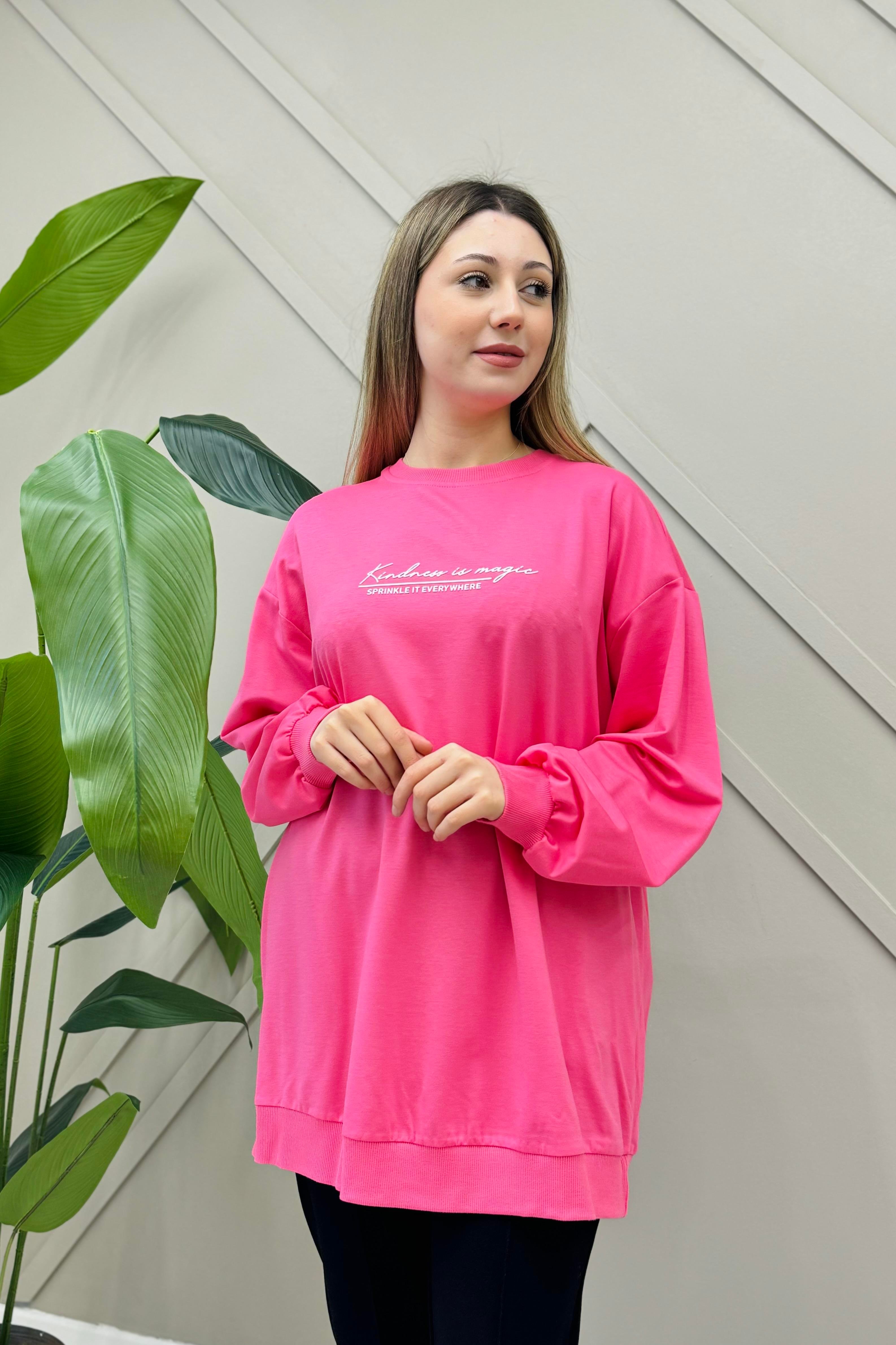 İKOLL Yüksek Baskılı Basıc Tunik 0032345 - Pembe Yüksek Baskılı Basıc Tunik 0032345 - Pembe - Bilen Giyim Tunik