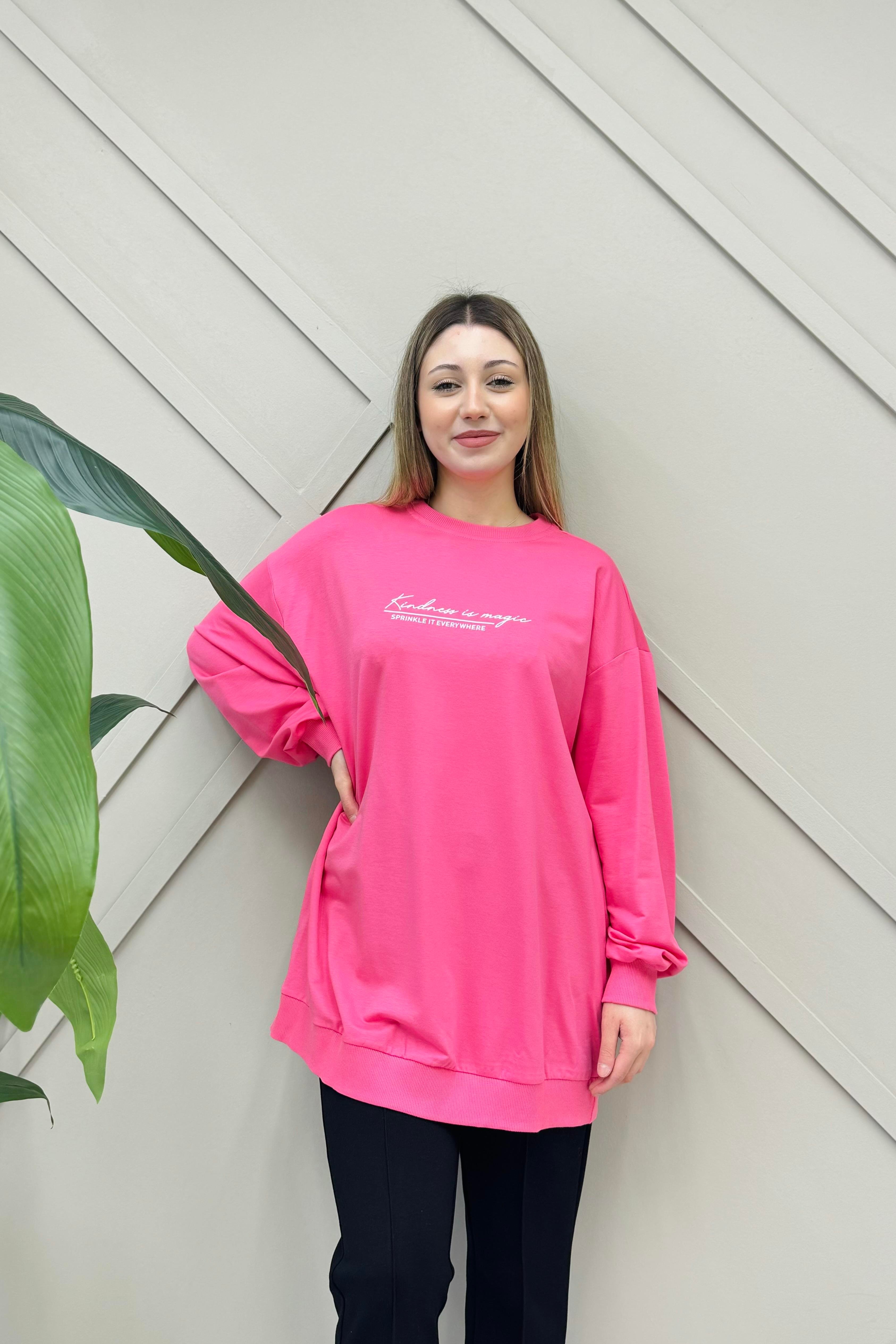 İKOLL Yüksek Baskılı Basıc Tunik 0032345 - Pembe Yüksek Baskılı Basıc Tunik 0032345 - Pembe - Bilen Giyim Tunik