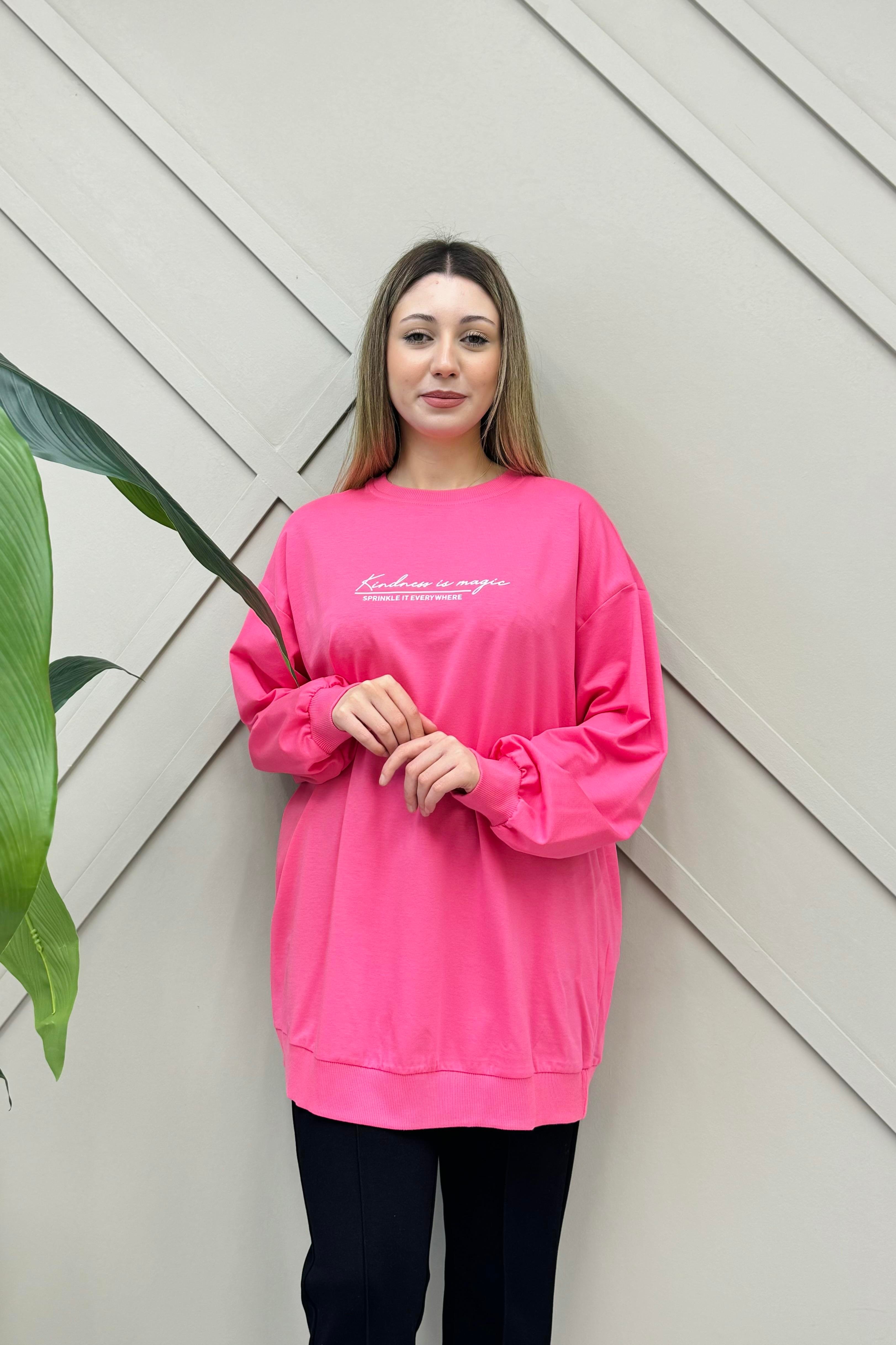 İKOLL Yüksek Baskılı Basıc Tunik 0032345 - Pembe Yüksek Baskılı Basıc Tunik 0032345 - Pembe - Bilen Giyim Tunik