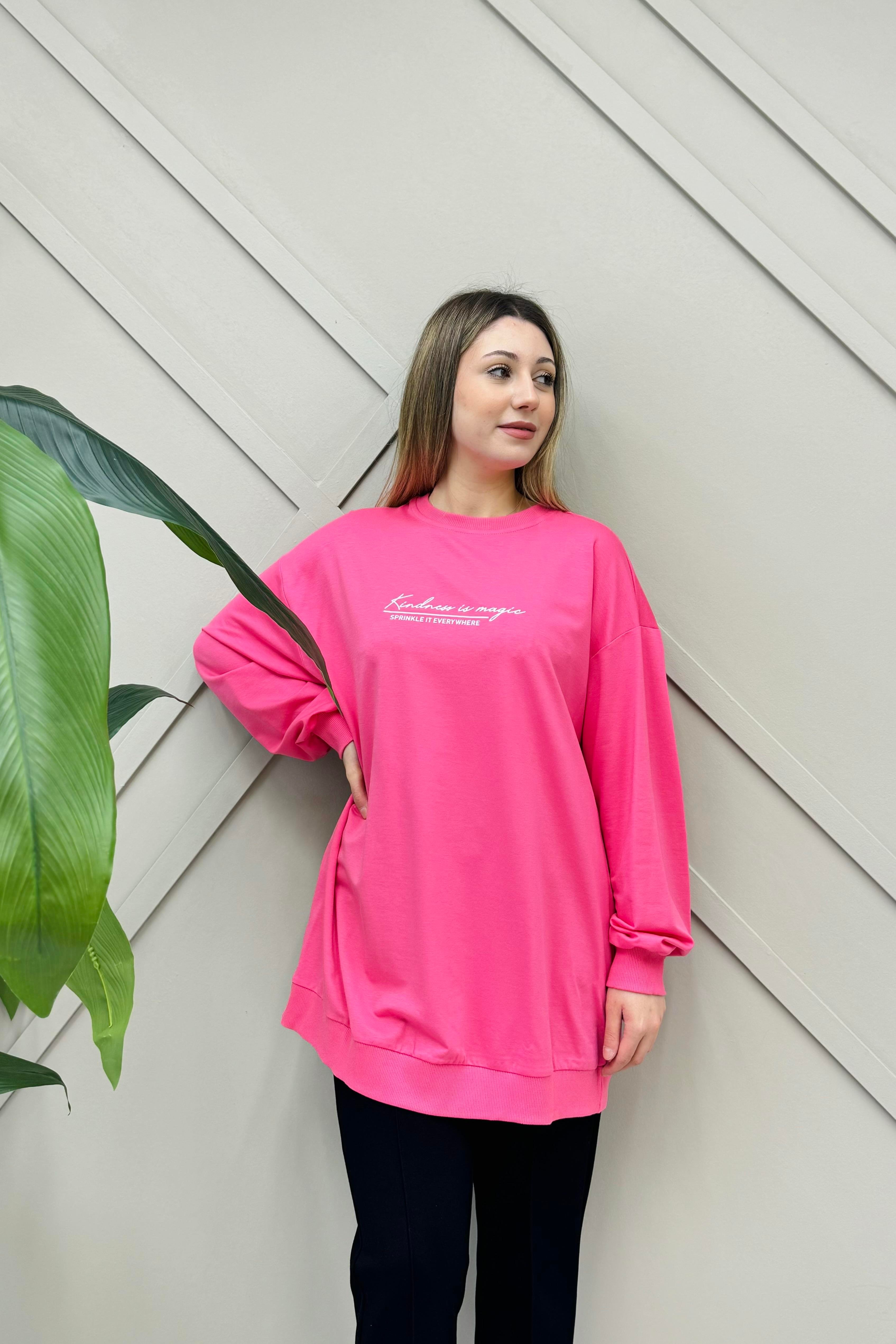 İKOLL Yüksek Baskılı Basıc Tunik 0032345 - Pembe Yüksek Baskılı Basıc Tunik 0032345 - Pembe - Bilen Giyim Tunik