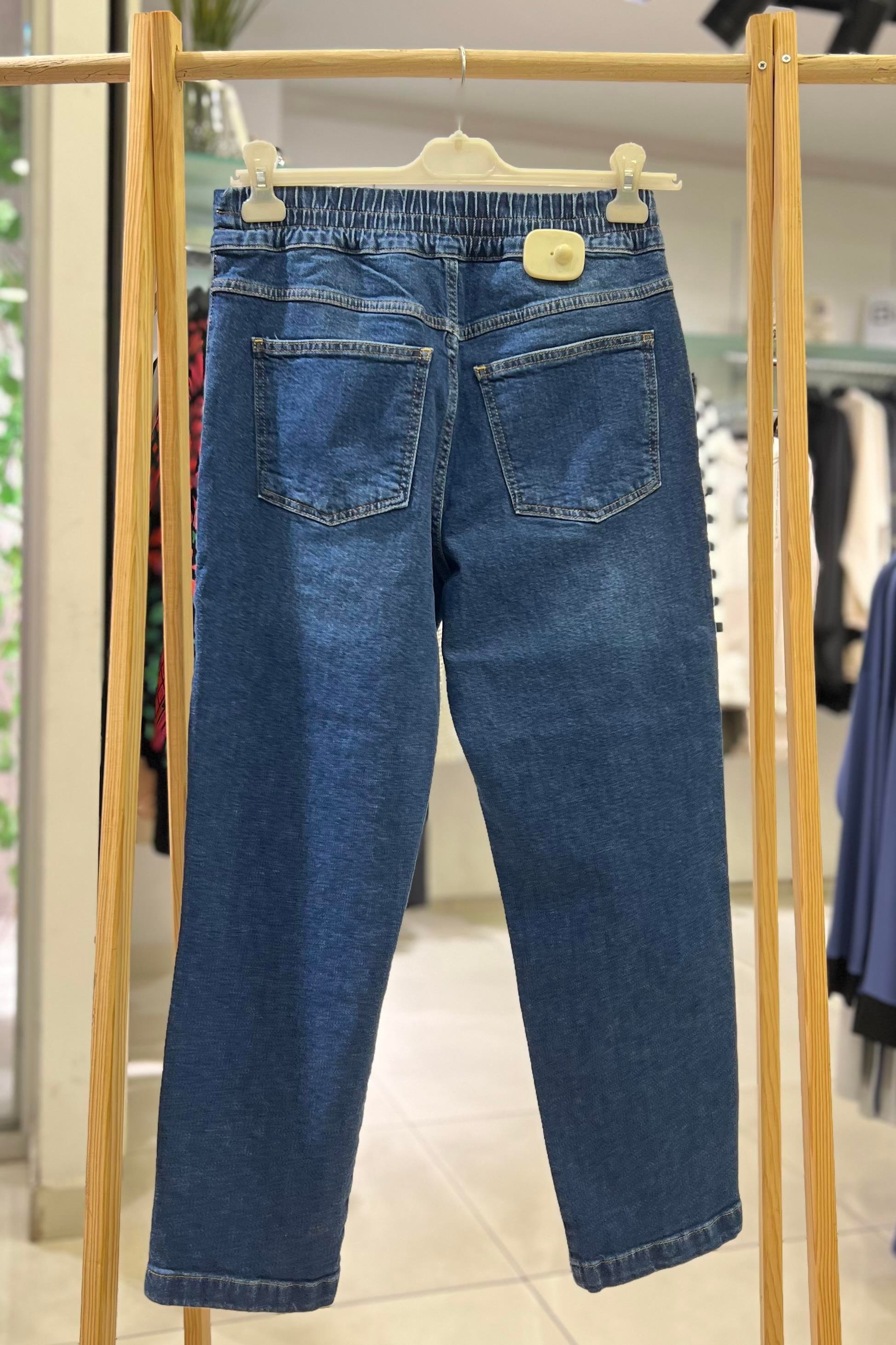 LACARTE Yüksek Bel Beli Lastikli Taşlı Büyük Beden Pantolon 6001-T - OMD  Pantolon