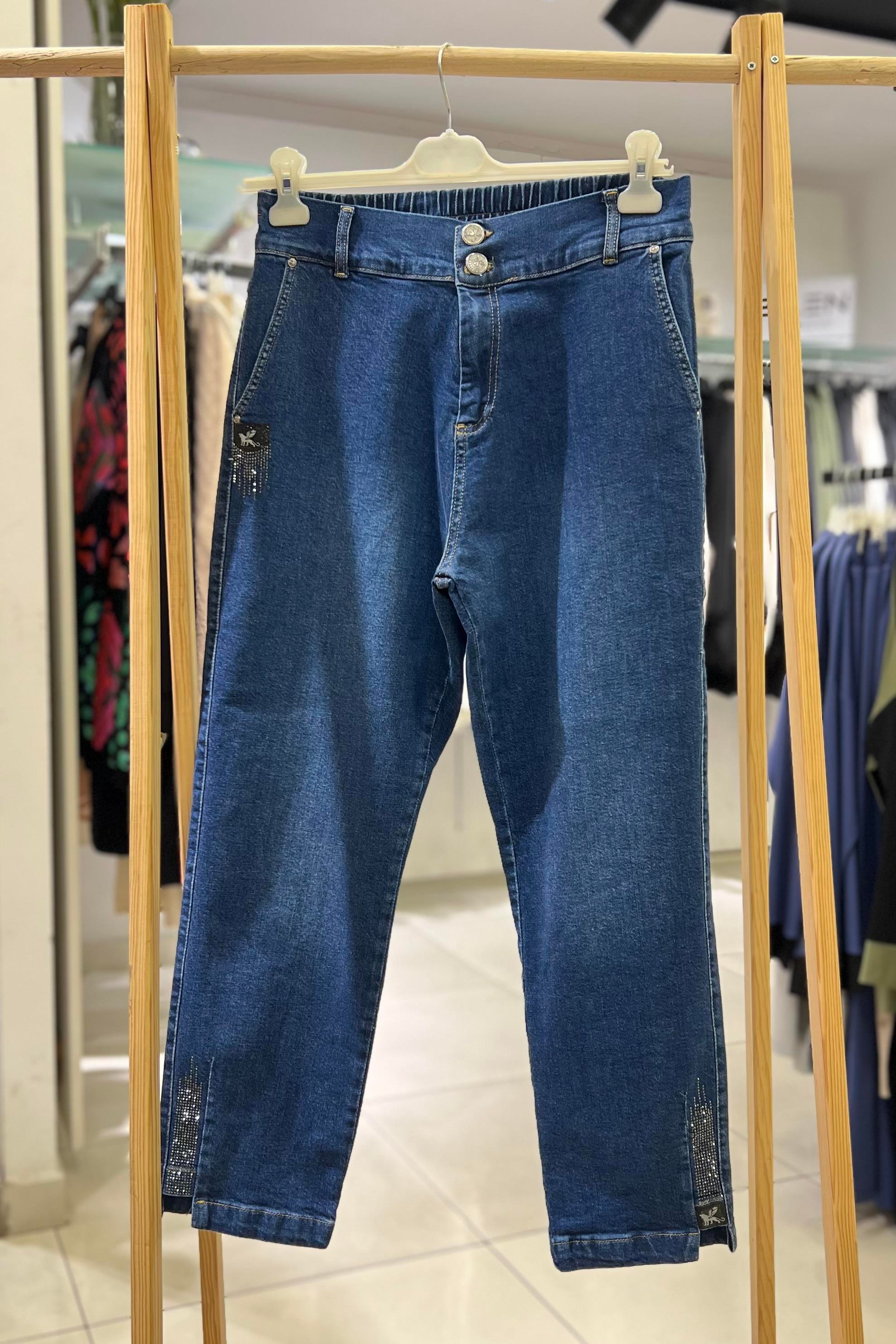 LACARTE Yüksek Bel Beli Lastikli Taşlı Büyük Beden Pantolon 6001-T - OMD  Pantolon