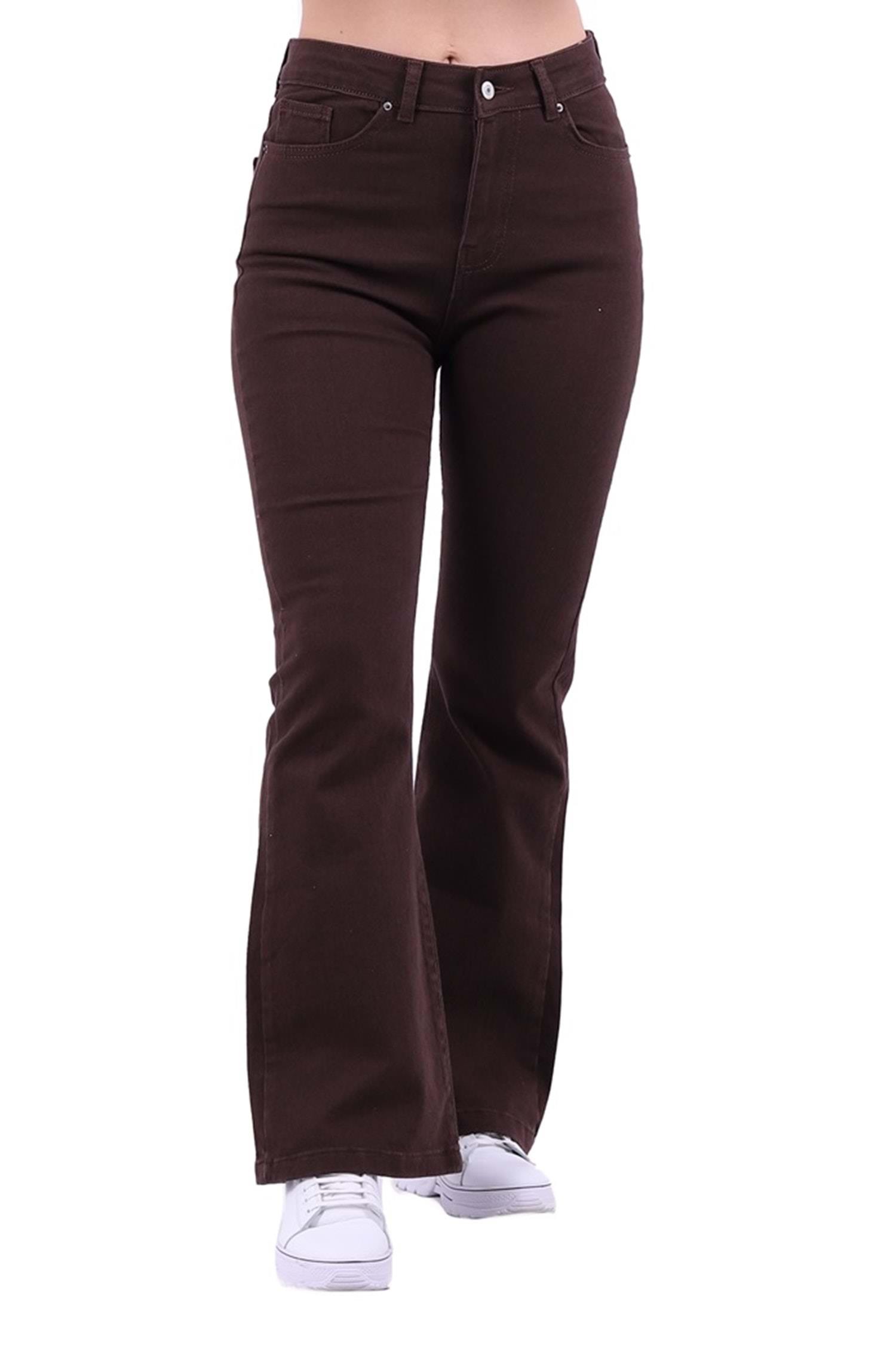 XLove Jeans Yüksek Bel İspanyol Paça Skinny Kot Pantolon Madrid 867 - Kahve  Pantolon 