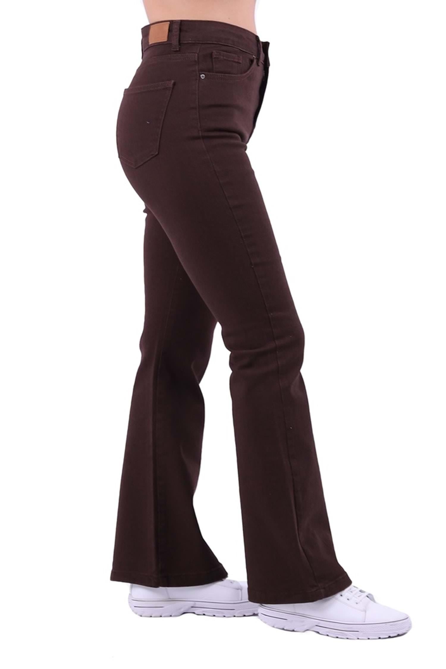 XLove Jeans Yüksek Bel İspanyol Paça Skinny Kot Pantolon Madrid 867 - Kahve  Pantolon 