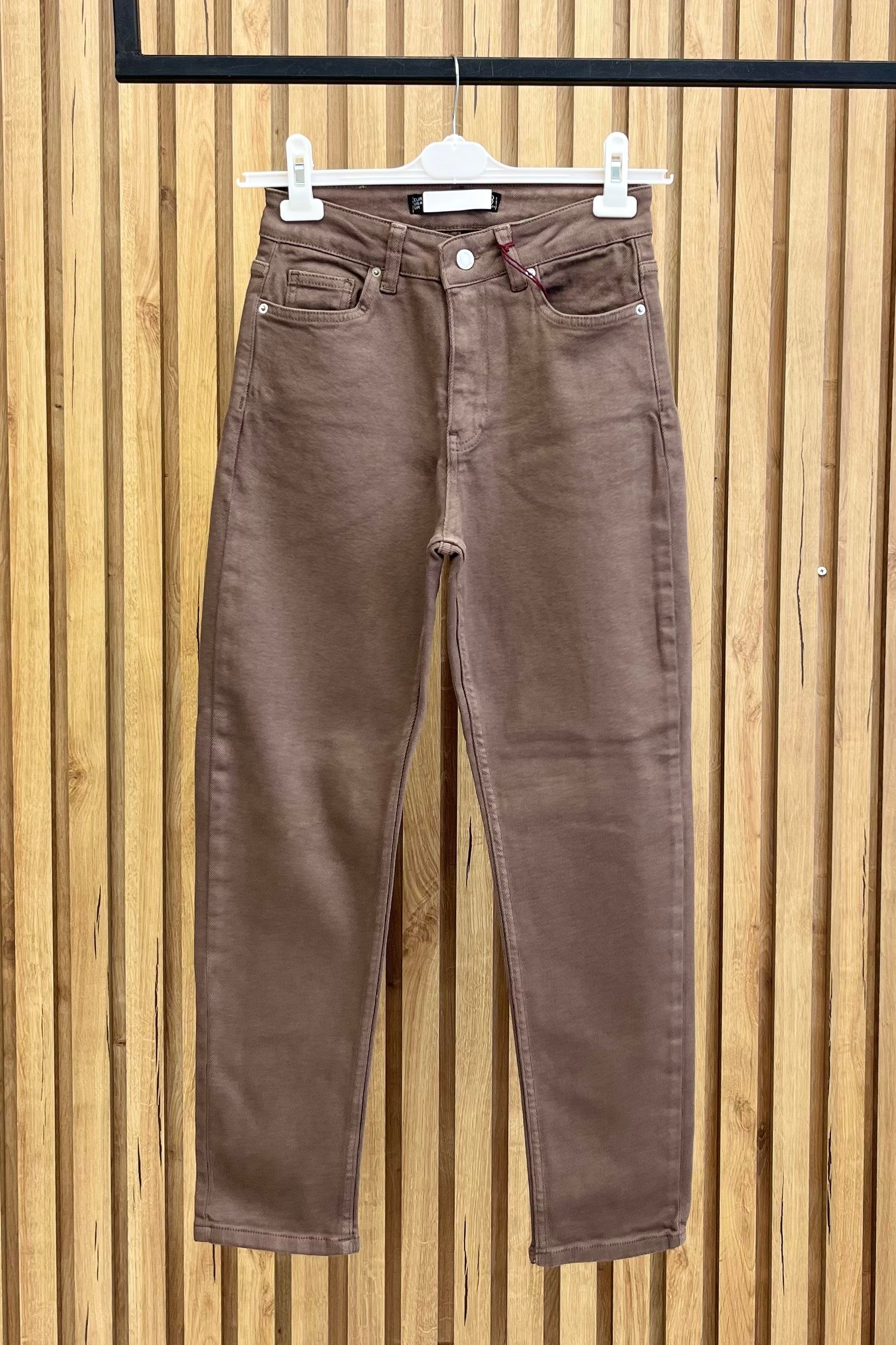 XLove Jeans Yüksel Bel Comfort Bilek Boy Kot Pantolon 896 - Vizon Yüksel Bel Comfort Bilek Boy Kot Pantolon 896 - Vizon - Bilen Giyim Pantolon
