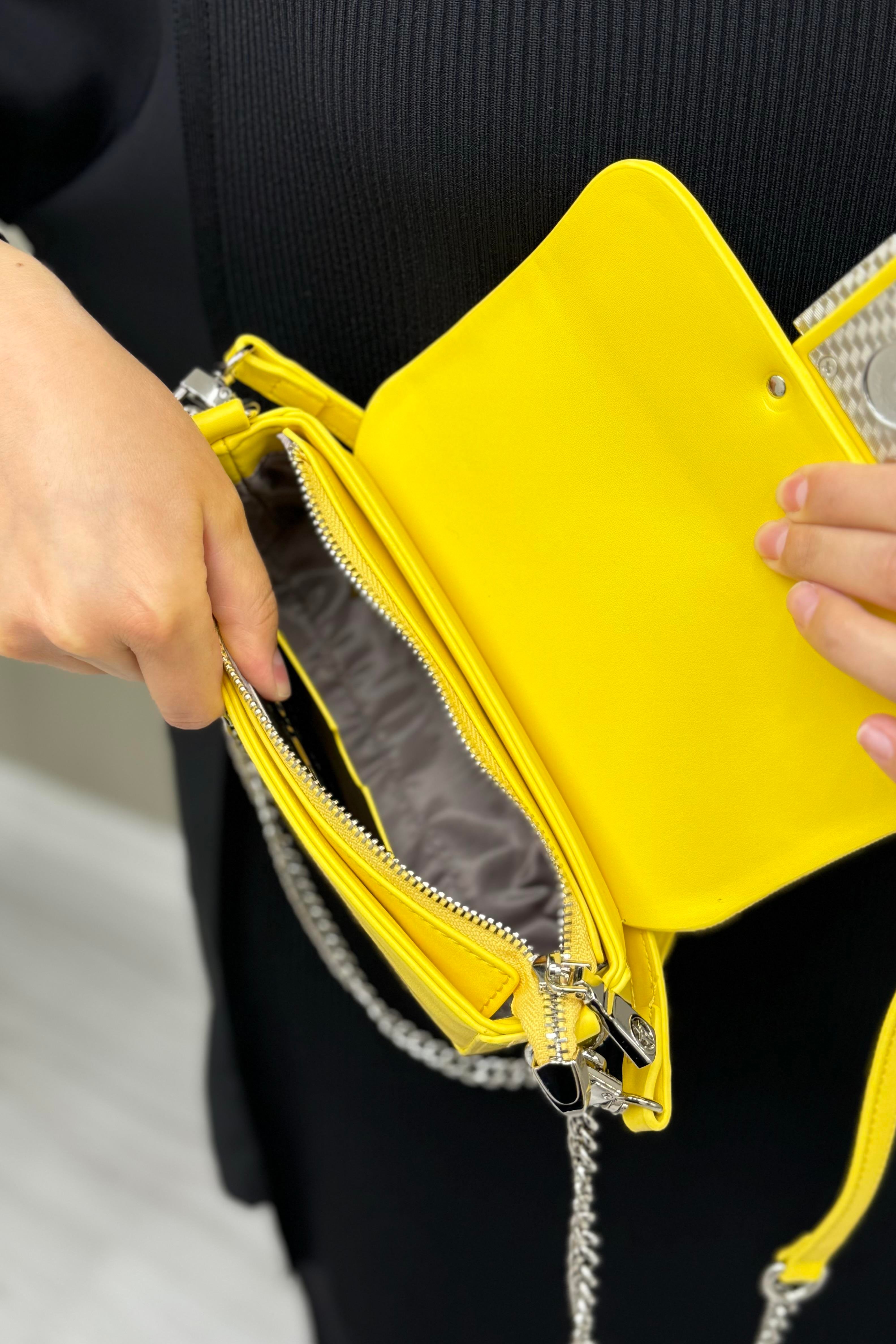 Zımba Detaylı Çanta 17152 - Sarı - Bilen Giyim