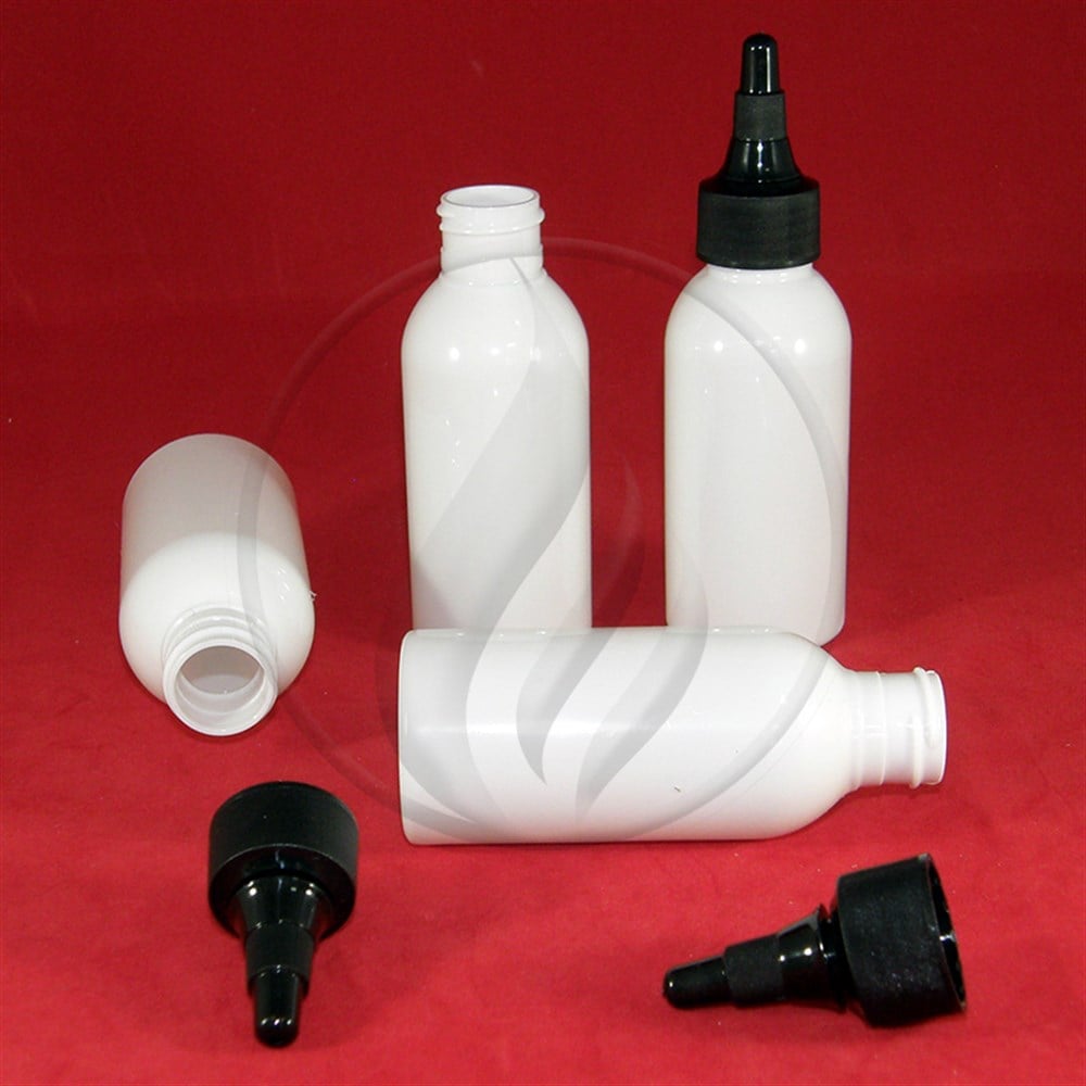 PET100 ml Beyaz, Asansör Kapaklı, Kapak Ucundan Damlalıklı, İnce Ağızlı, Sıkılabilir PET ŞişePetB100AS