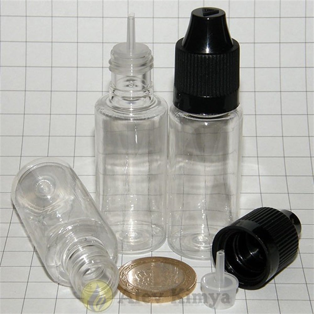 20 ml Şeffaf, İnce Damlalıklı, Bastır Çevir Kapaklı Şişe