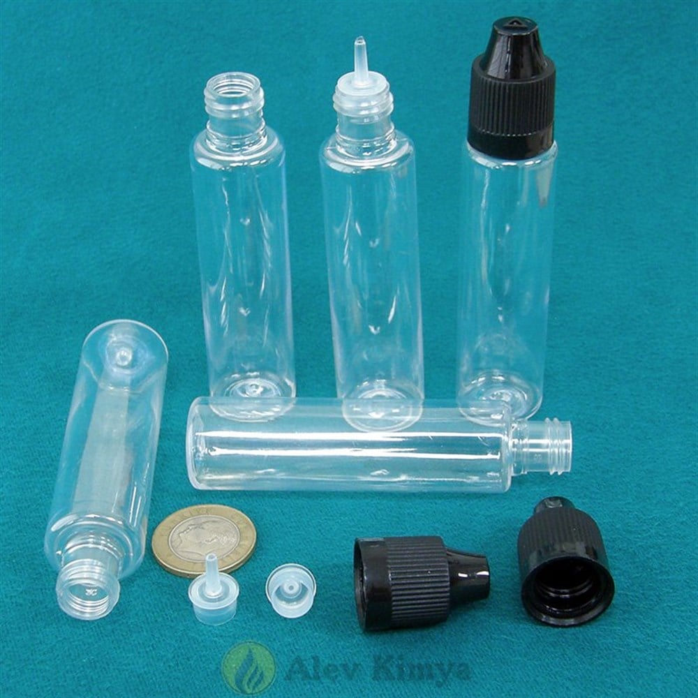 30 ml Şeffaf, İnce Damlalıklı, Bastır Çevir Kapaklı Pet Unicorn Şişe
