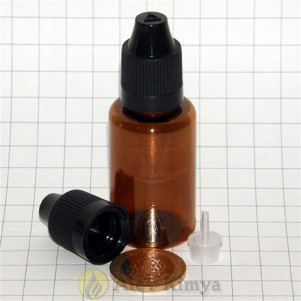 30 ml Yarı Saydam Kahverengi, İnce Damlalıklı, Bastır Çevir Kapaklı Tombul Şişe