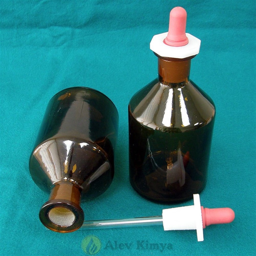 Cam Damlalık Şişe, Puarlı, Cam Pipetli, Amber Renkli, 250 ml – 1 Adet