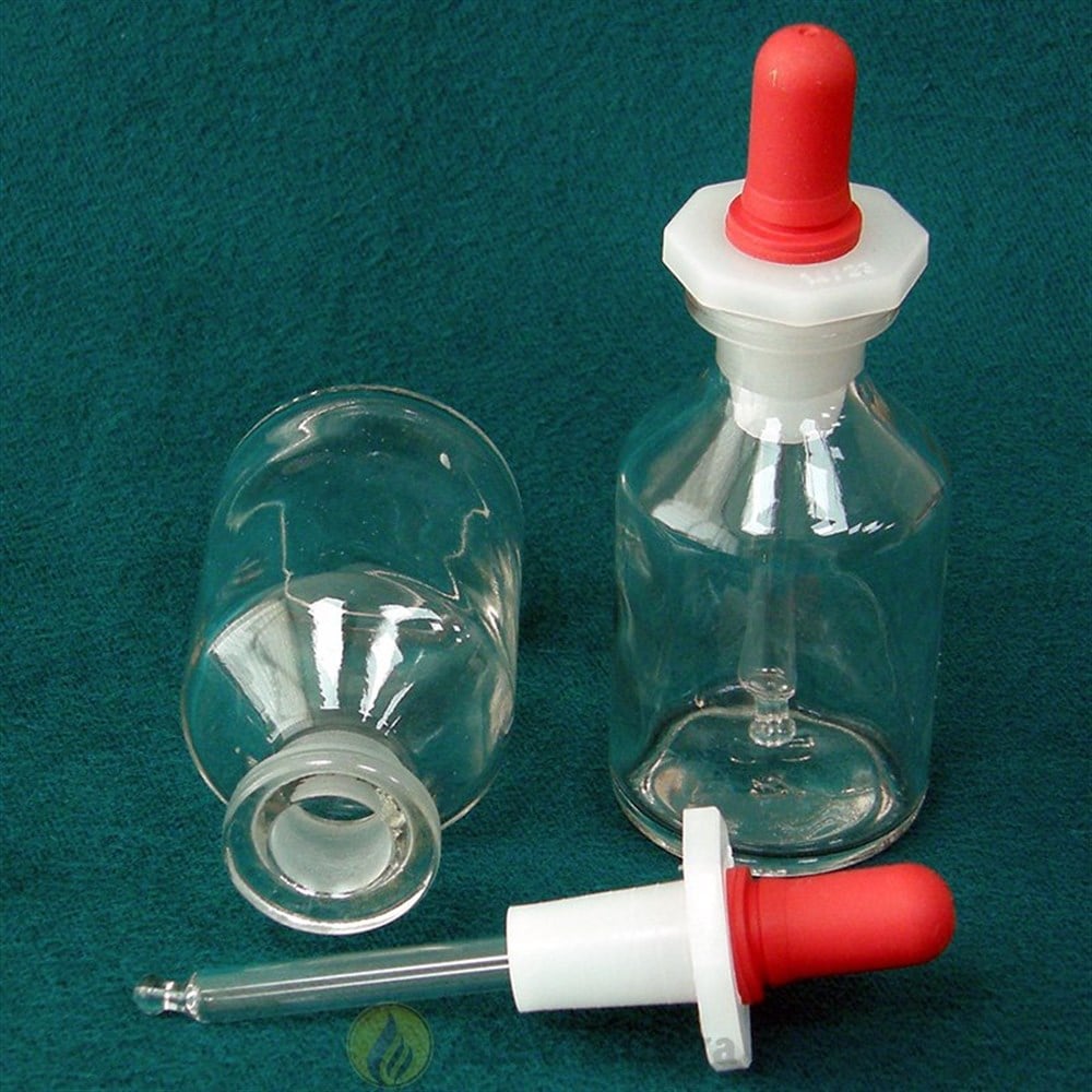 Cam Damlalık Şişe, Puarlı, Cam Pipetli, Şeffaf, 50 ml – 1 Adet