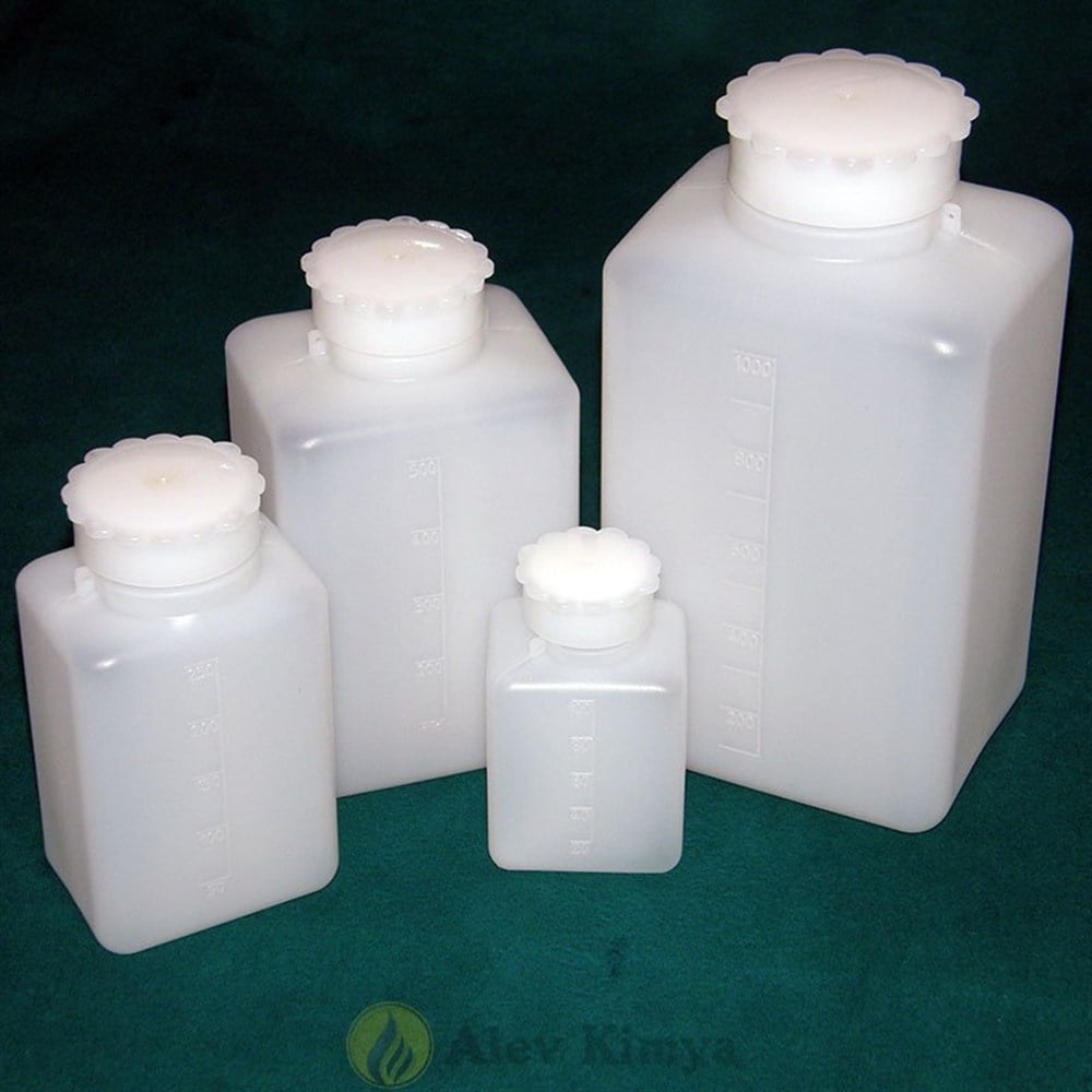 HDPE Şişe, Kare, Taksimatlı, Contalı Kapak, 250 ml