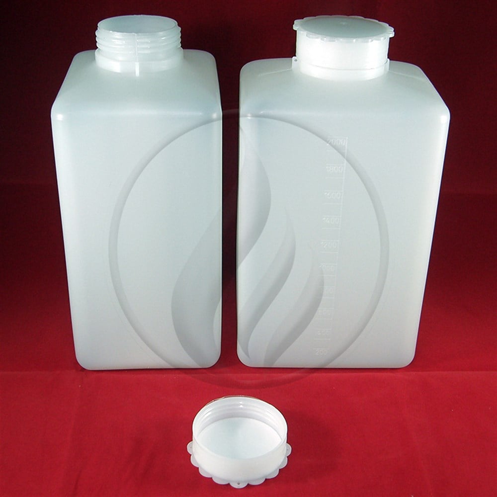 HDPE Şişe, Kare, Taksimatlı, Contalı Kapak, 2000 ml