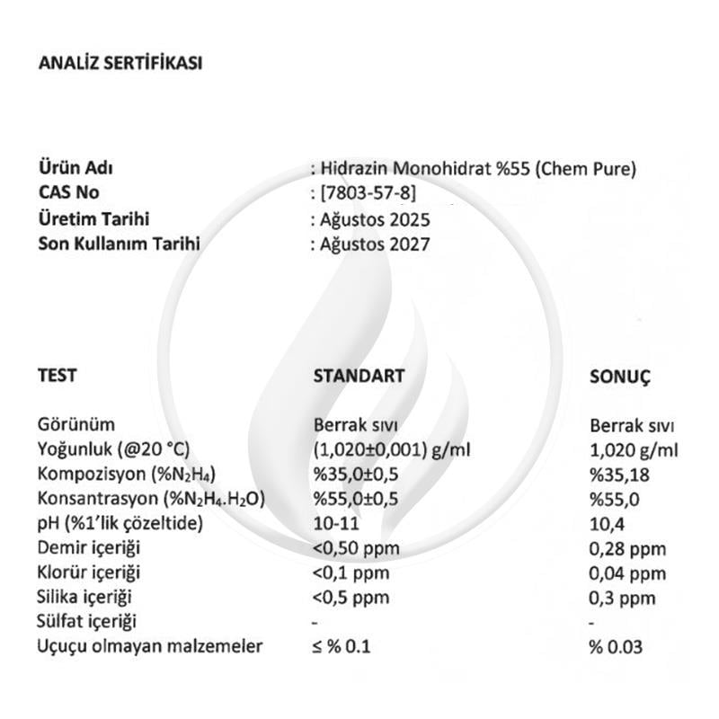 Alev KimyaHidrazin Monohidrat %55 [7803-57-8]