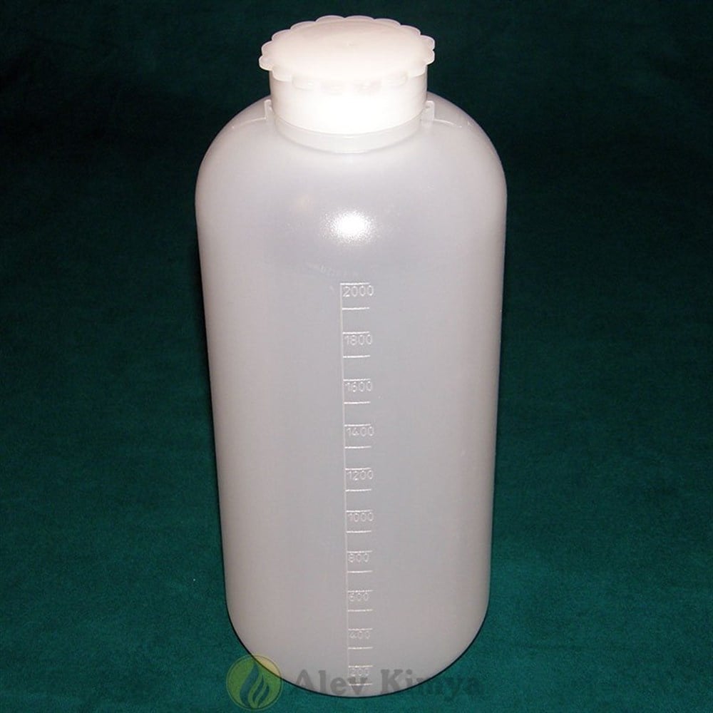 LDPE Şişe, Silindirik, Taksimatlı, Contalı Kapak, Geniş Boyunlu, 2000 ml