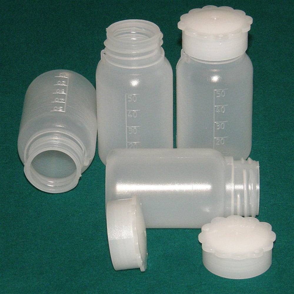 LDPE Şişe, Silindirik, Taksimatlı, Contalı Kapak, Geniş Boyunlu, 50 ml