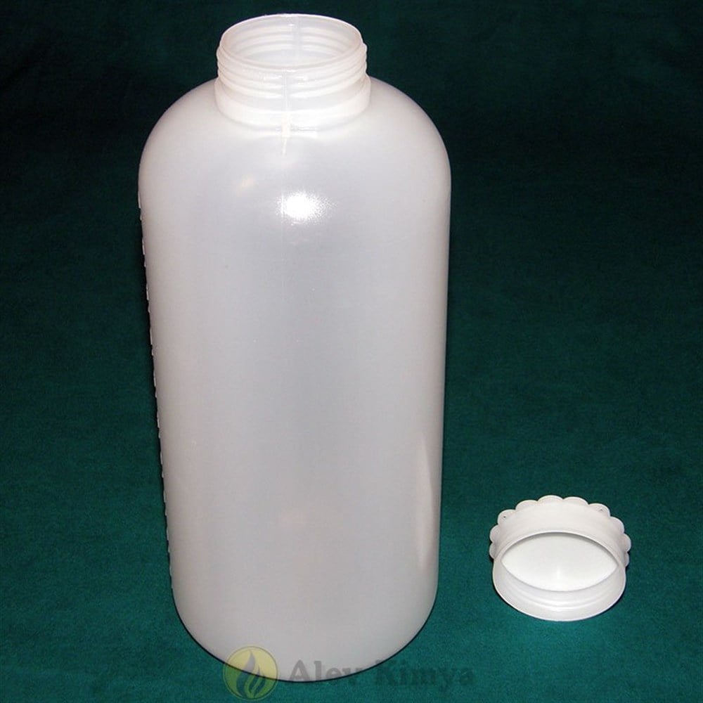 LDPE Şişe, Silindirik, Taksimatlı, Contalı Kapak, Geniş Boyunlu, 2000 ml