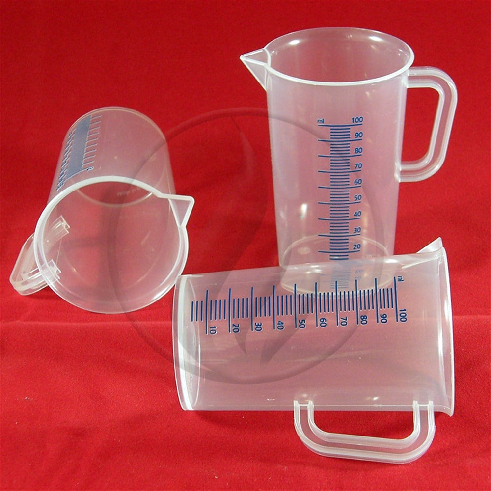 PP Kulplu Beher, Mavi Taksimatlı, Uzun Form, 100 ml