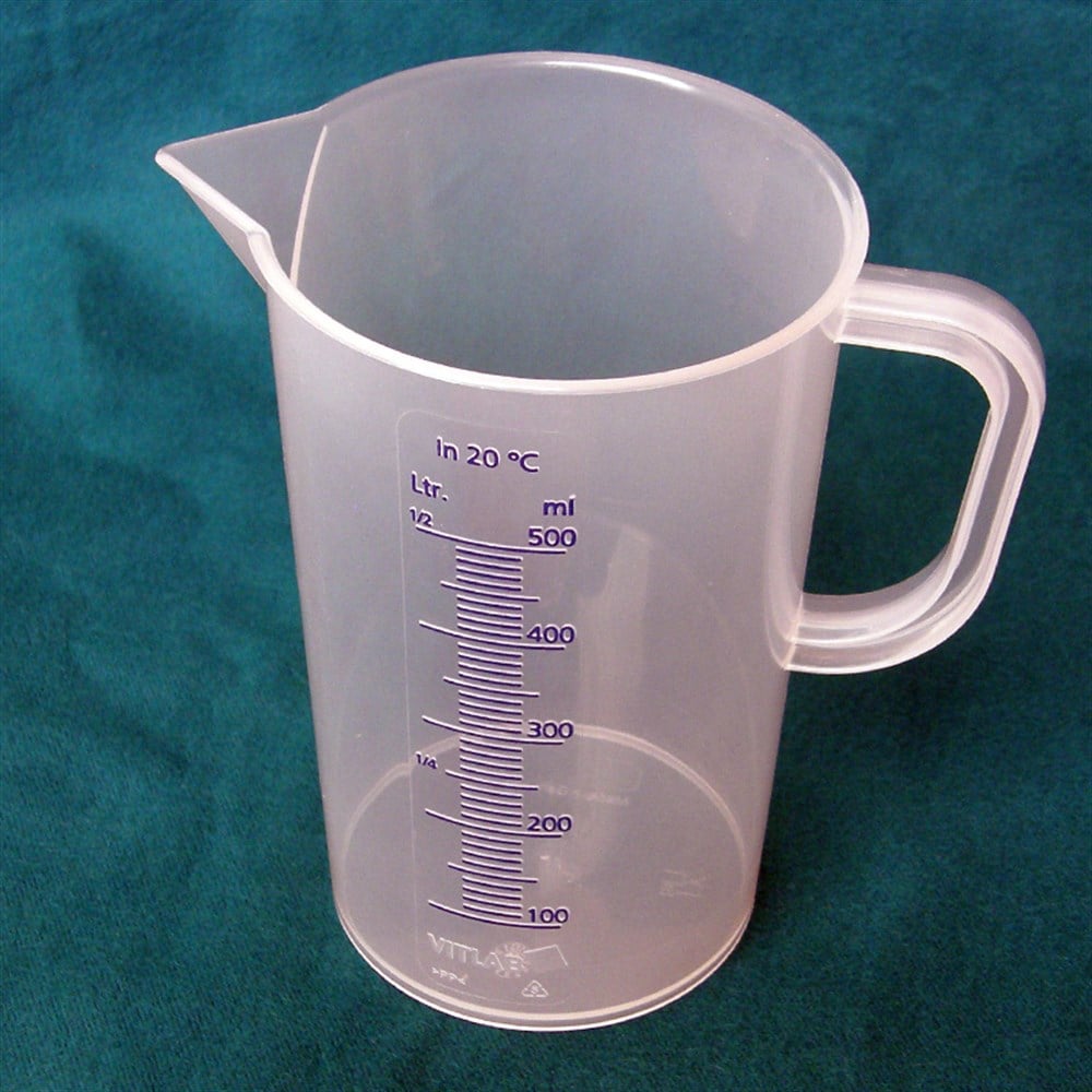 PP Kulplu Beher, Mavi Taksimatlı, Uzun Form, 500 ml