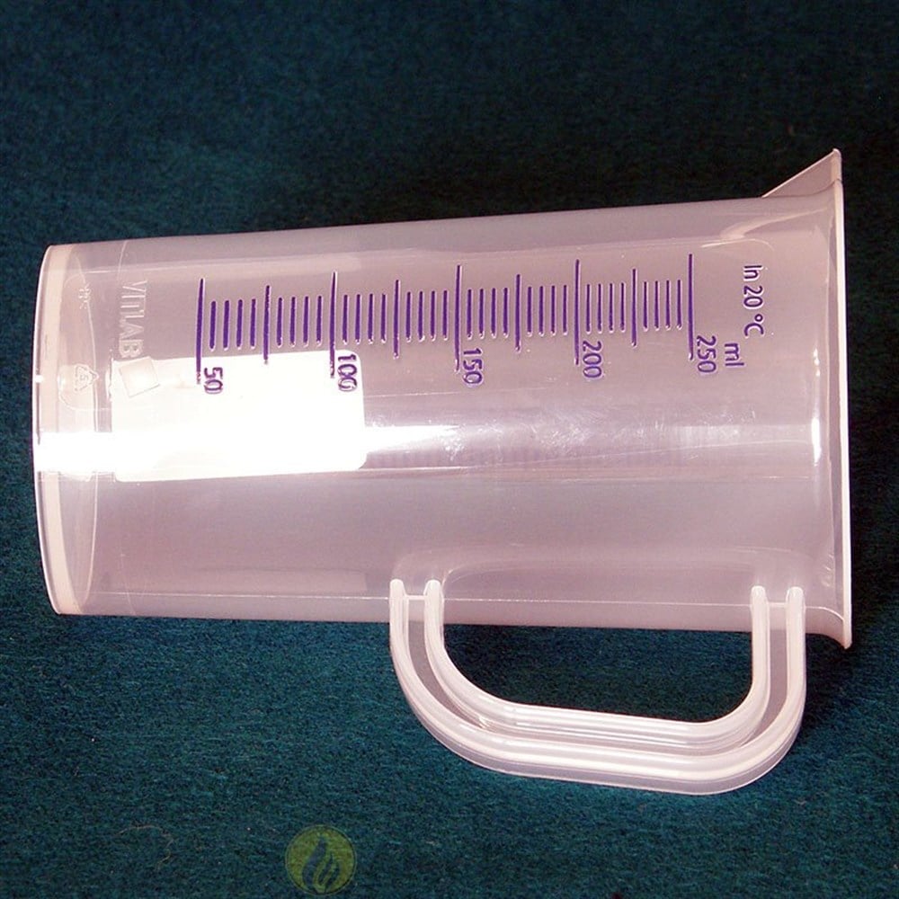 PP Kulplu Beher, Mavi Taksimatlı, Uzun Form, 250 ml