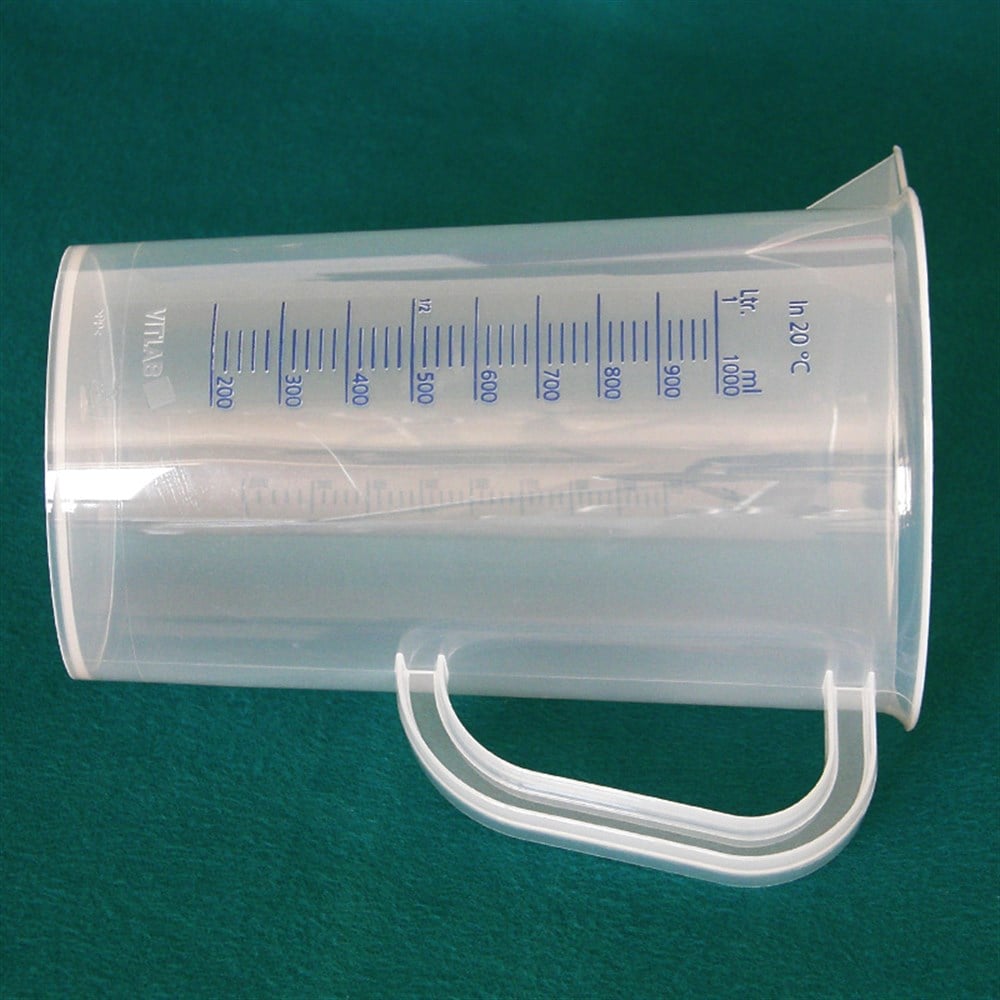 PP Kulplu Beher, Mavi Taksimatlı, Uzun Form, 1000 ml