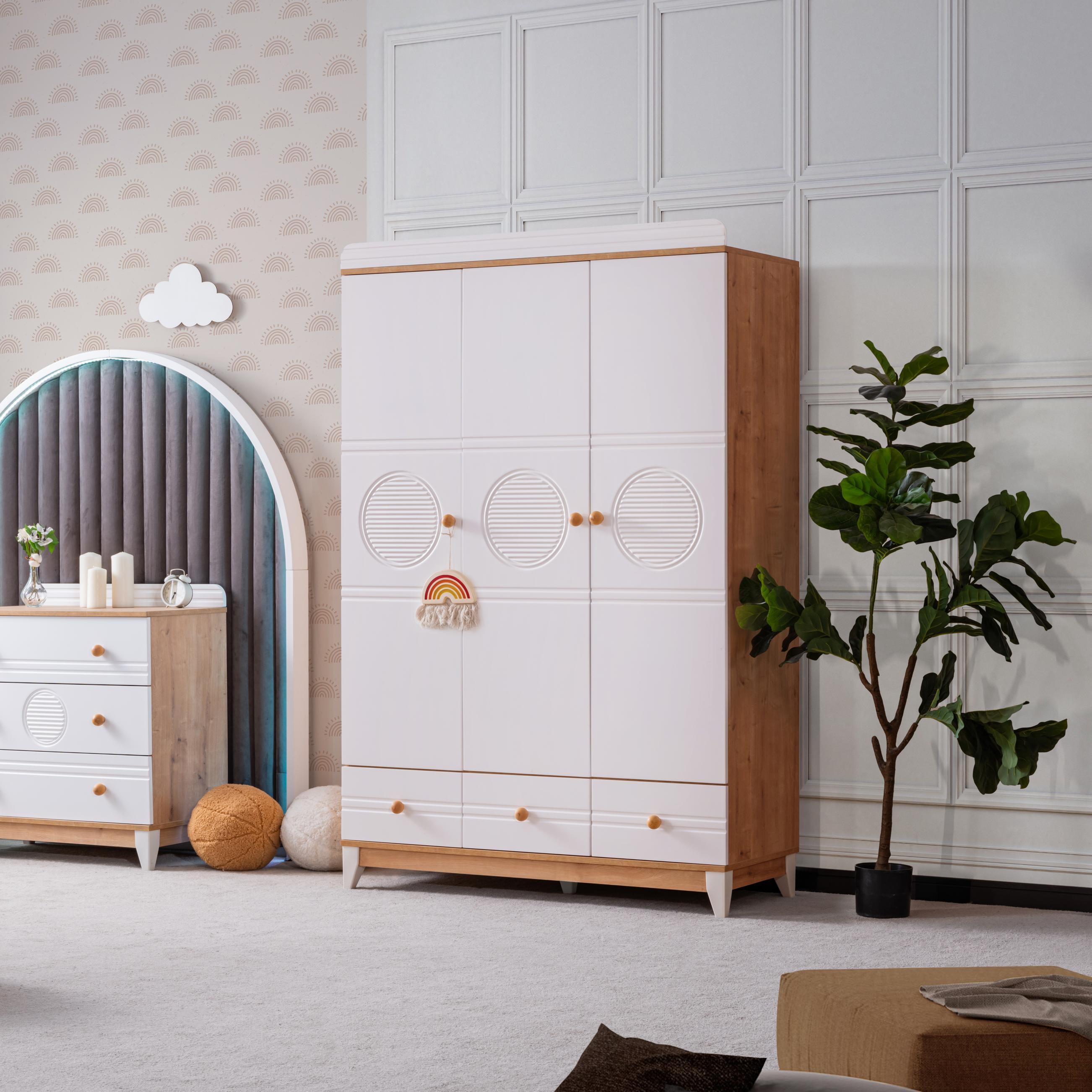 Dekorbizden Alvin Meşe Bebek Odası Gardırop