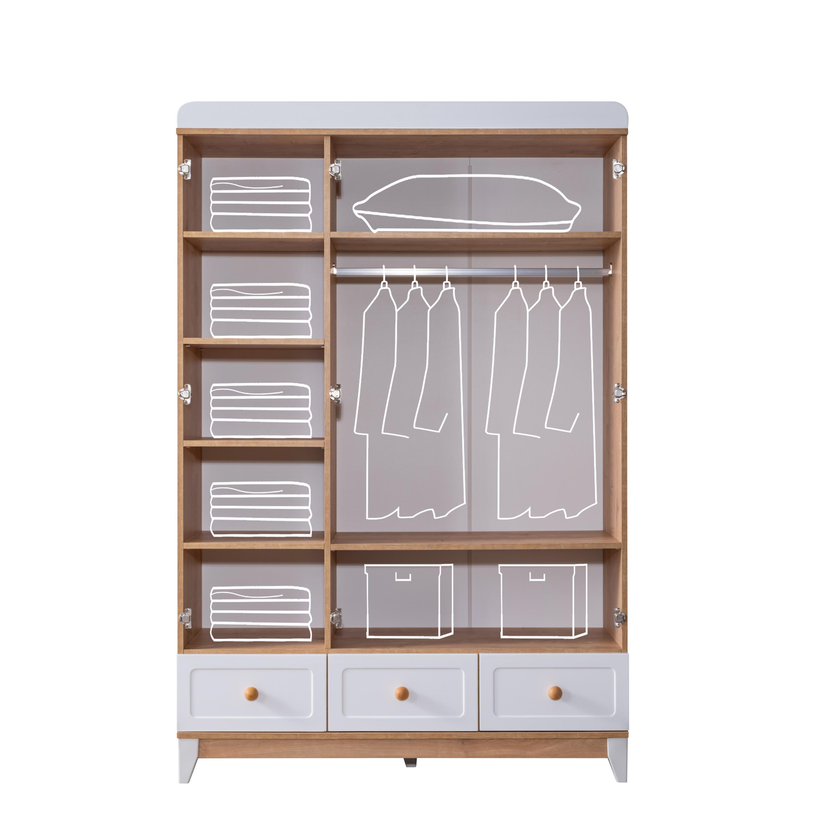 Dekorbizden Berlin Meşe Genç Odası Gardırop