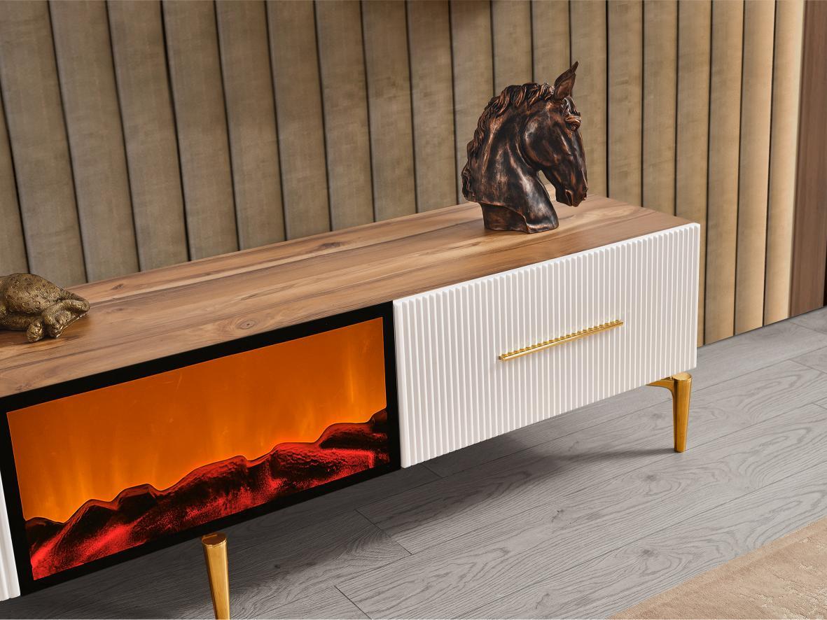 Dekorbizden Beykoz Tv Ünitesi Şömineli Ceviz