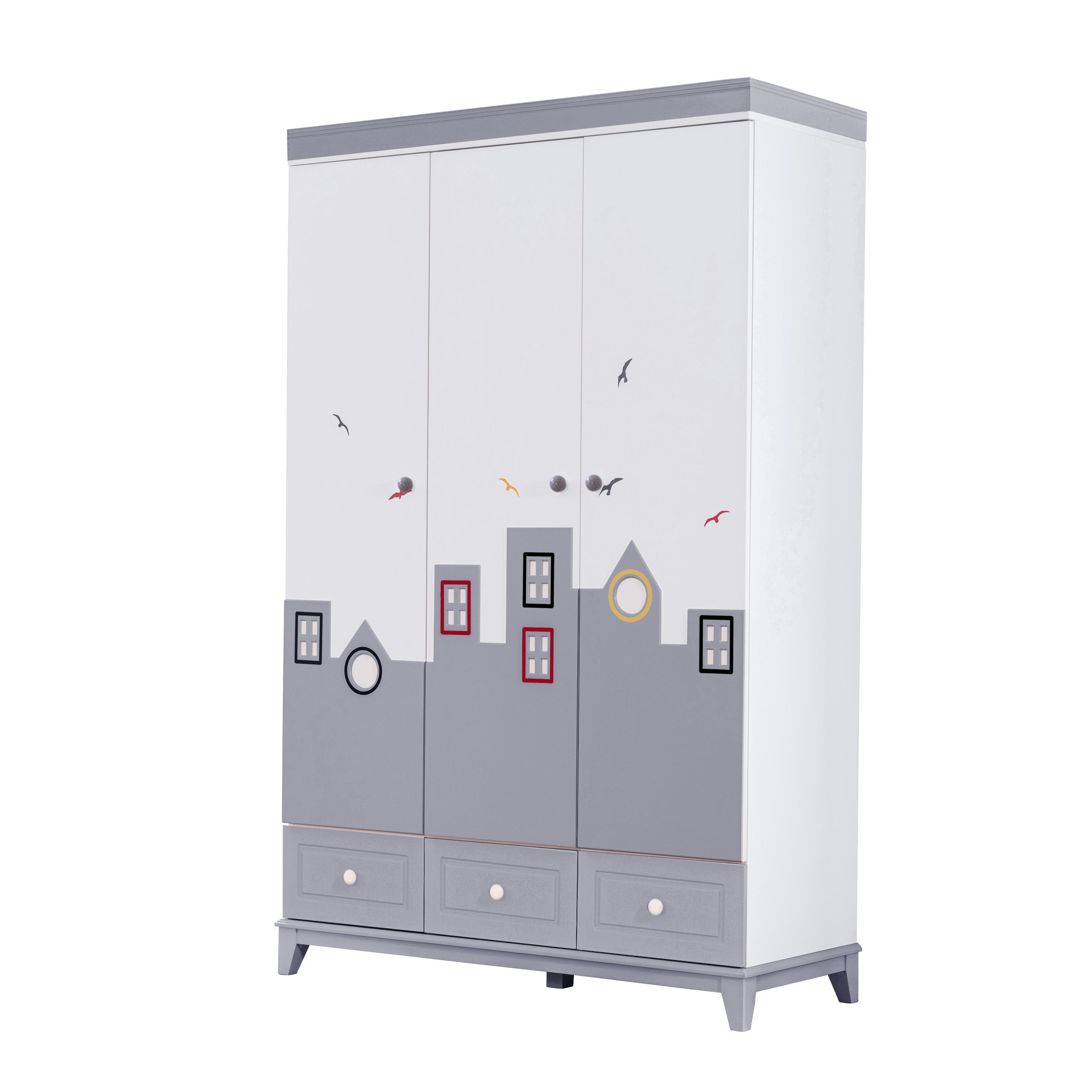 Dekorbizden City Gri Çocuk Odası Gardırop