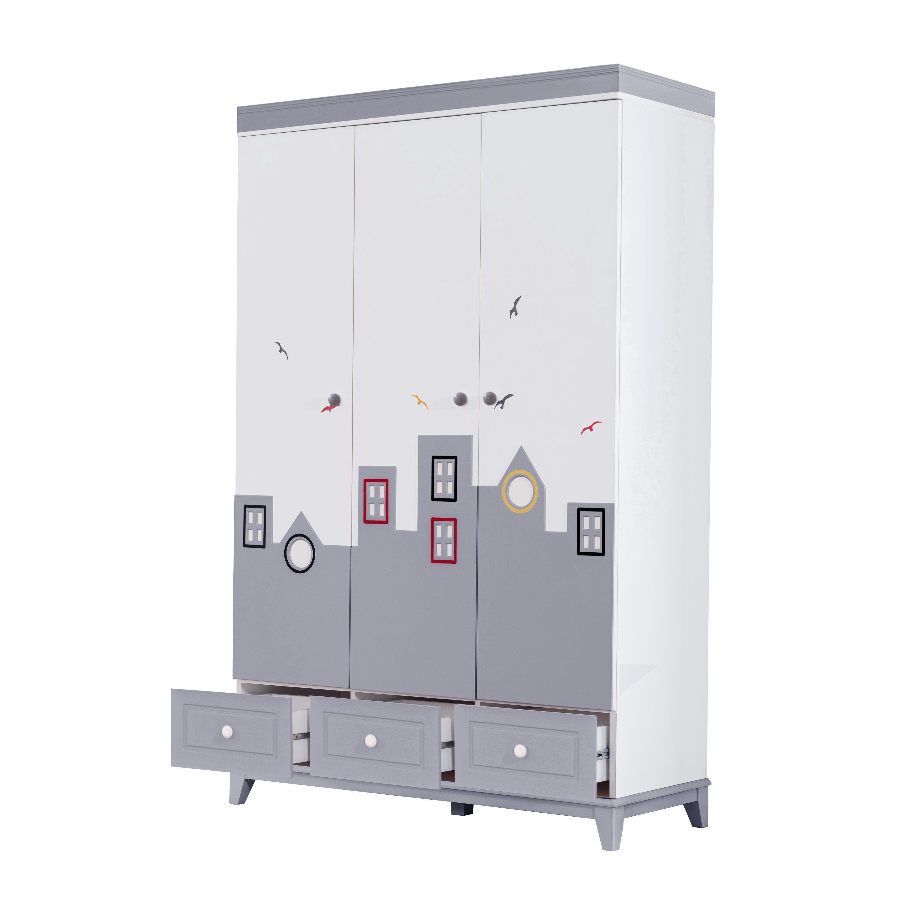 Dekorbizden City Gri Çocuk Odası Gardırop