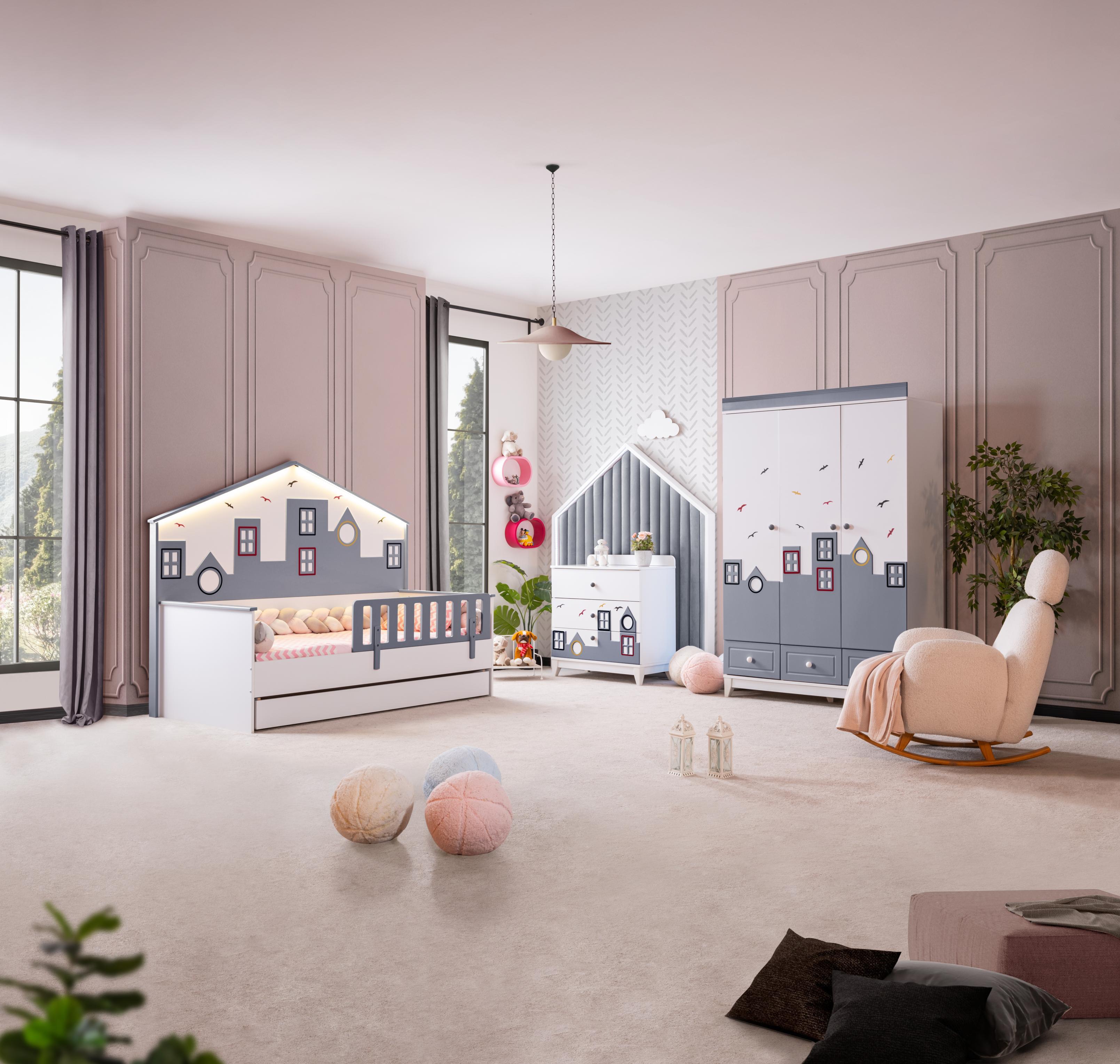 Dekorbizden City Gri Montessöri Çocuk Odası Takımı