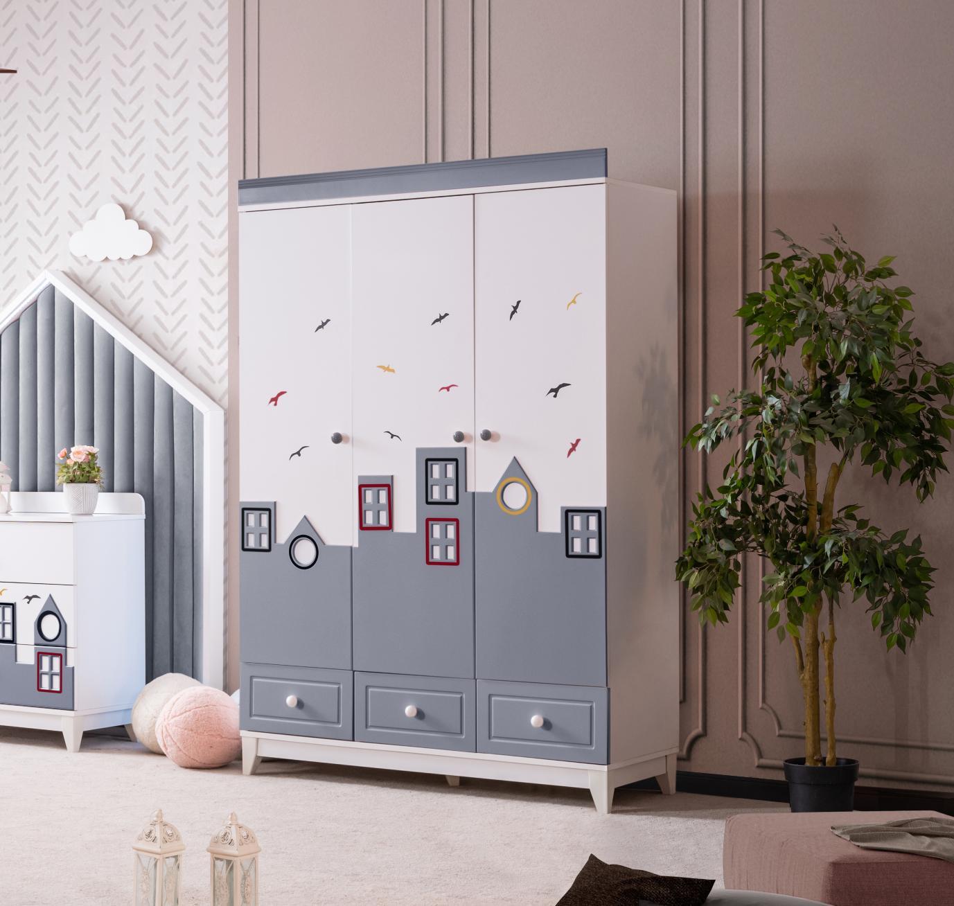 Dekorbizden City Gri Montessöri Çocuk Odası Takımı