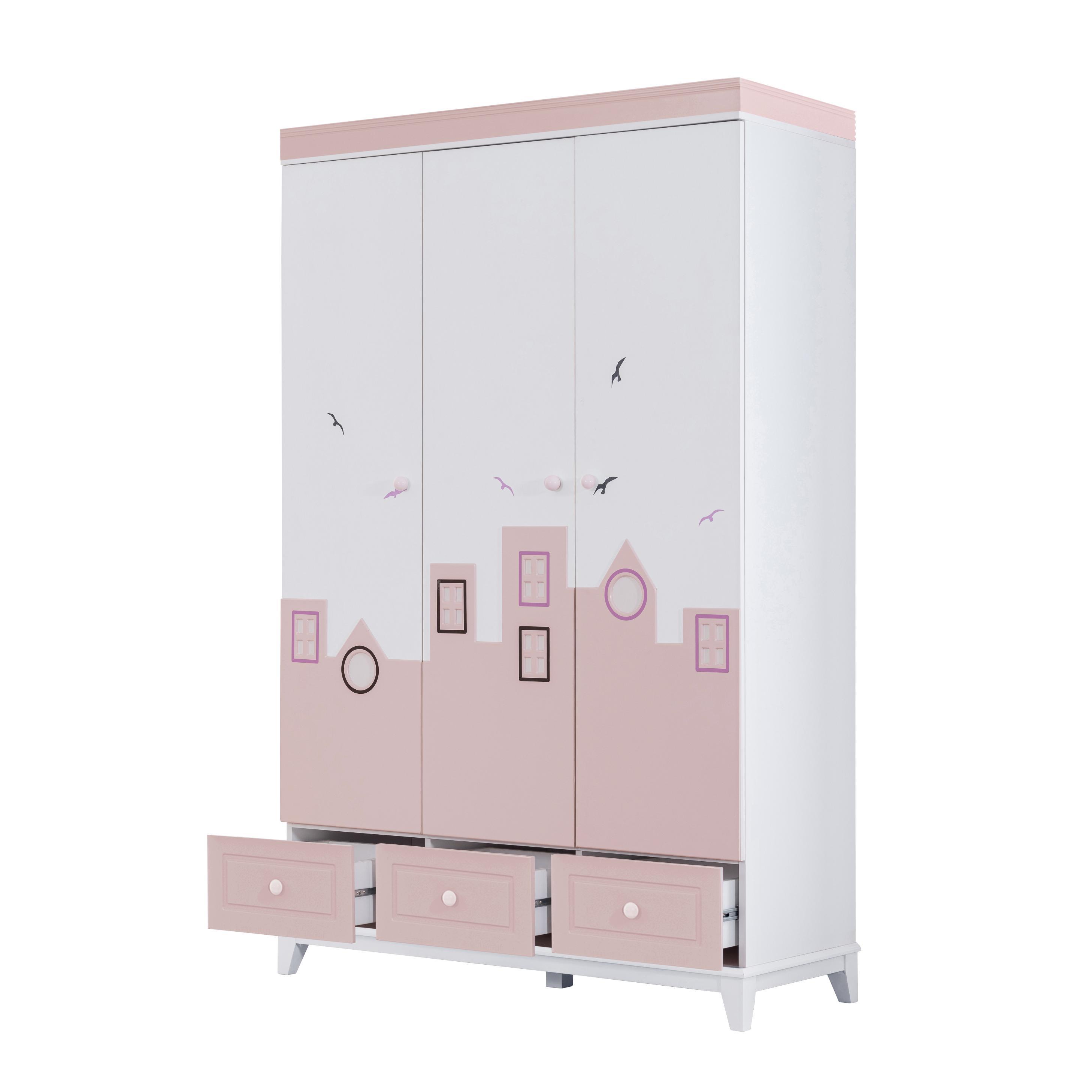 Dekorbizden City Pembe Genç Odası Gardırop