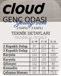 Dekorbizden Cloud Genç Odası Çalışma Masası