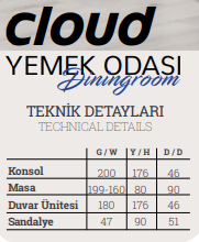 Dekorbizden Cloud Yemek Odası Takımı