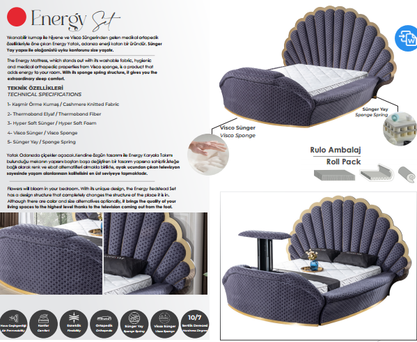 Dekorbizden Energy Akıllı Karyola Set 