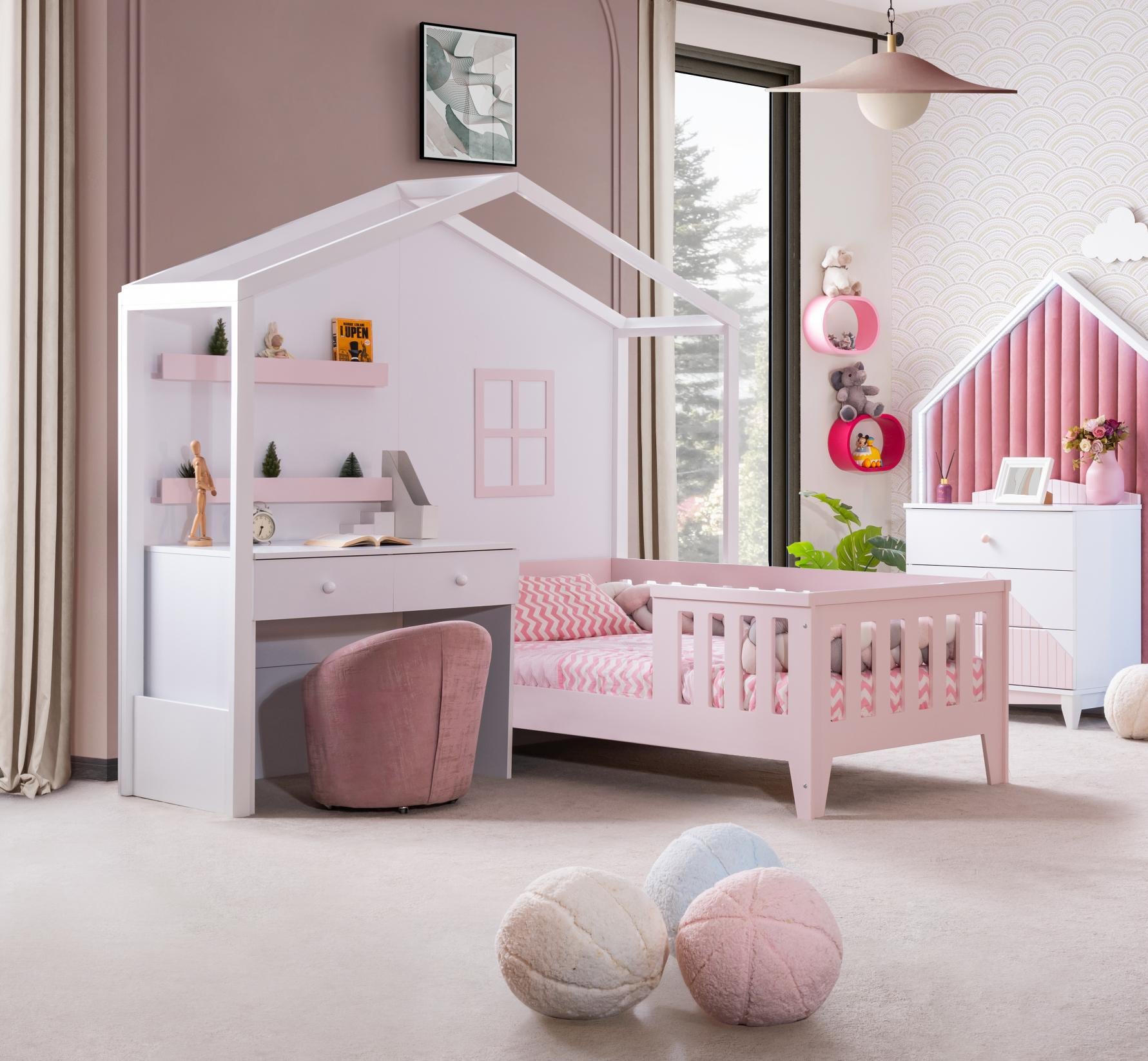 Dekorbizden Fethiye Pembe Masalı Montessöri Çocuk Odası Takımı