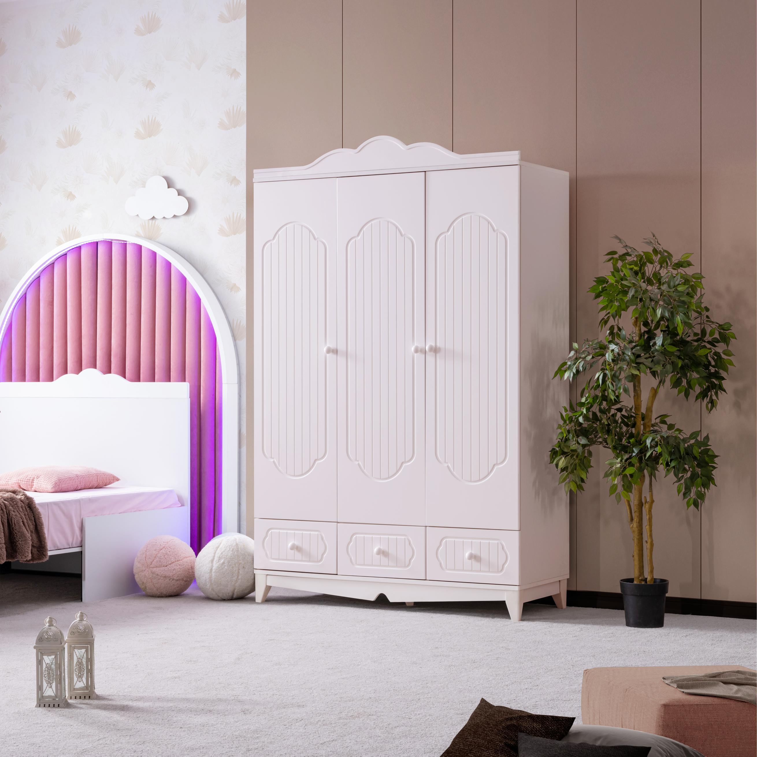 Dekorbizden Flower Pembe Genç Odası Gardırop