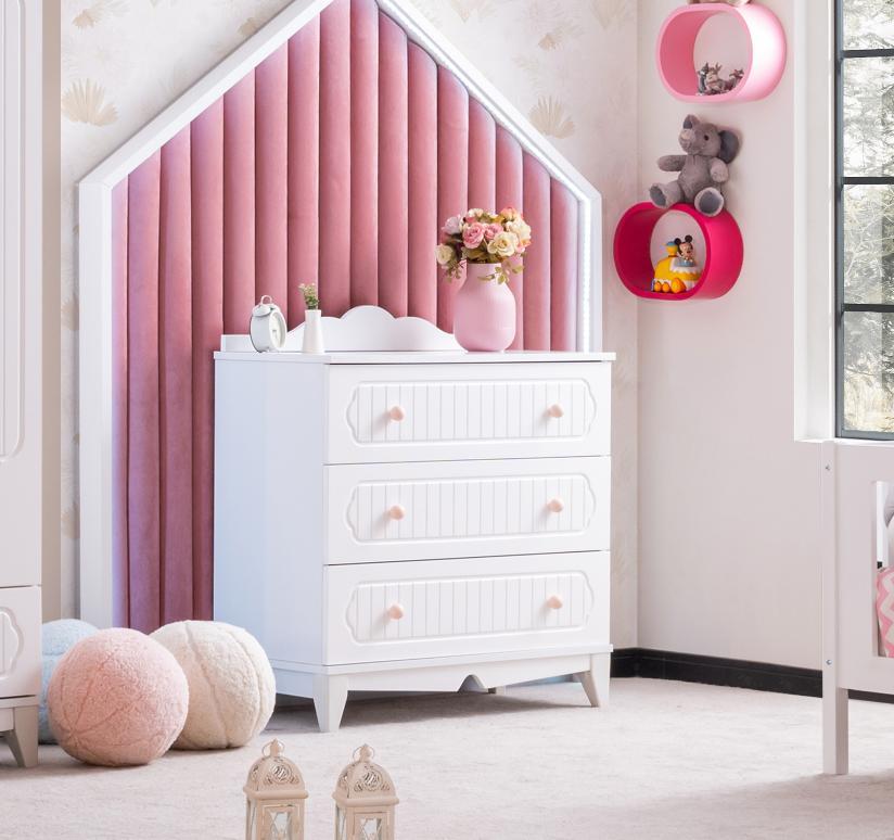 Dekorbizden Flower Pembe Genç Odası Şifonyer